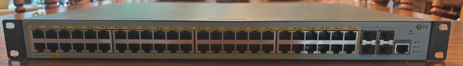 FS S3400-48T4SP, 48-Port Gigabit Ethernet L2+ PoE+ Switch
