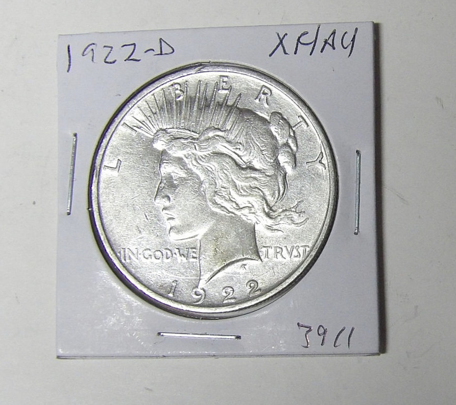 1922-D Peace Silver Dollar XF/AU Cleaned Denver Mint (5.14)