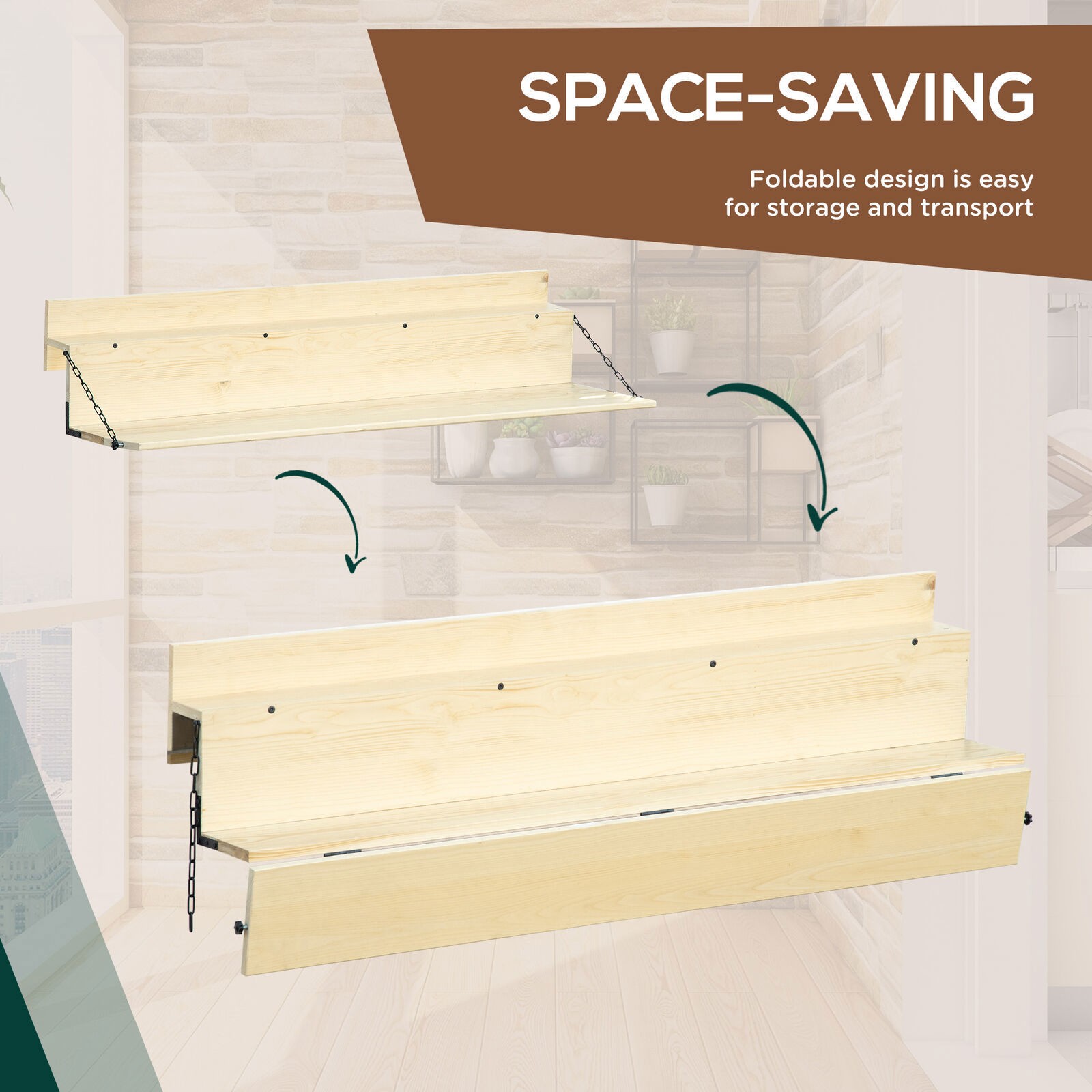 Hanging Deck Table Foldable Balcony Desk Natural