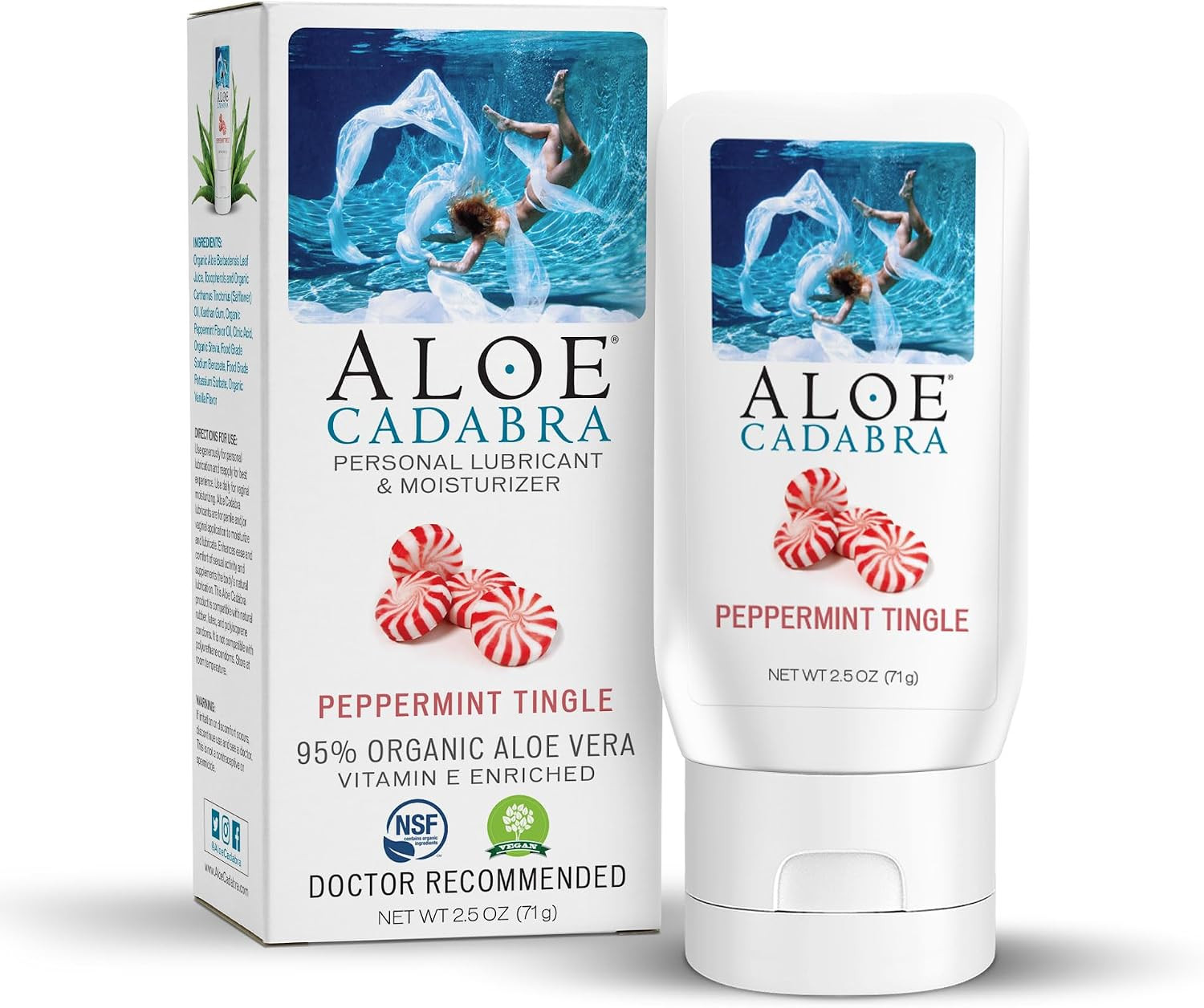 Aloe Cadabra Flavored Personal Lubricant, Peppermint, 2.5 Ounces | Vaginal Moist