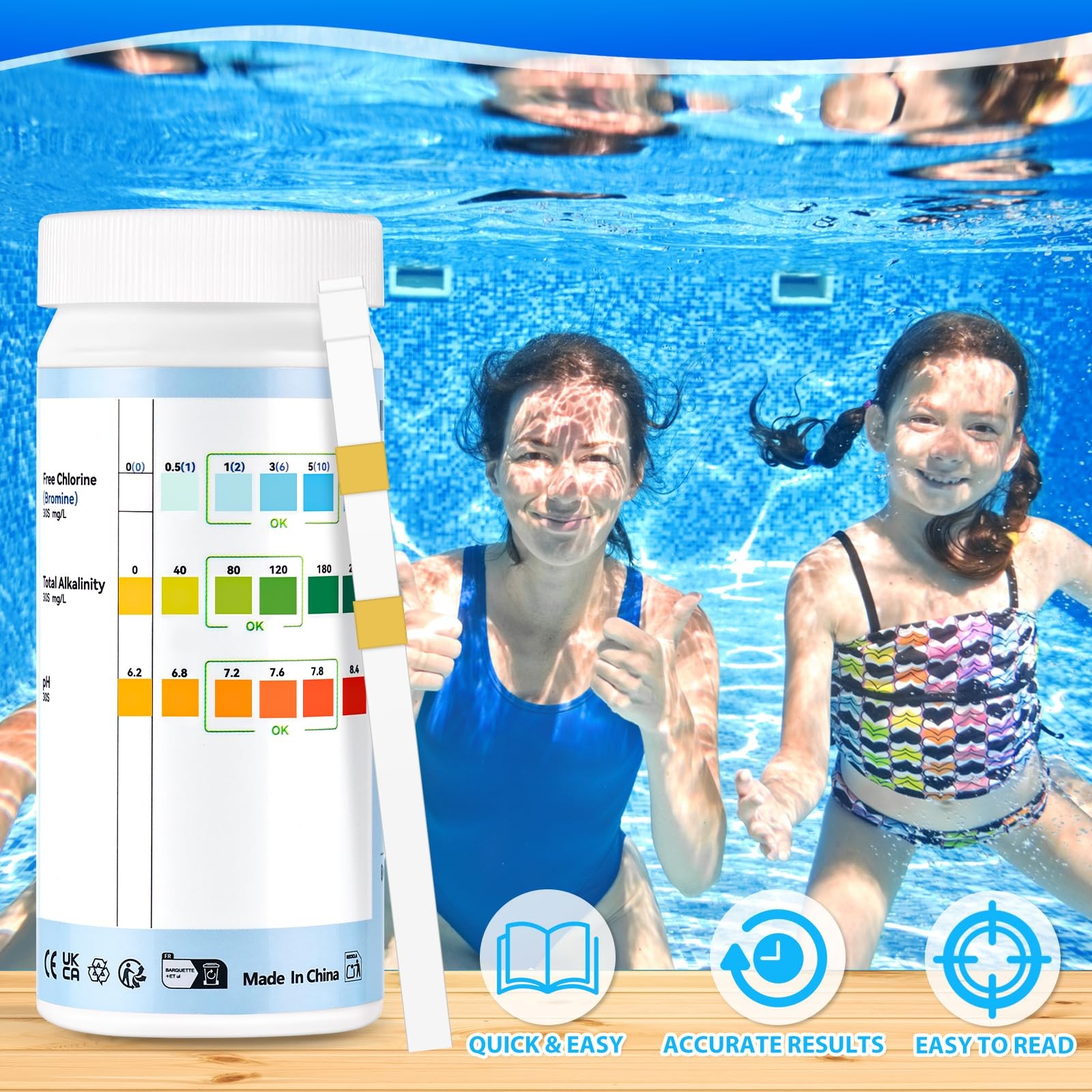 Accevo Hot Tub Test Strips，3-in-1 Pool Water Testing Kit for...