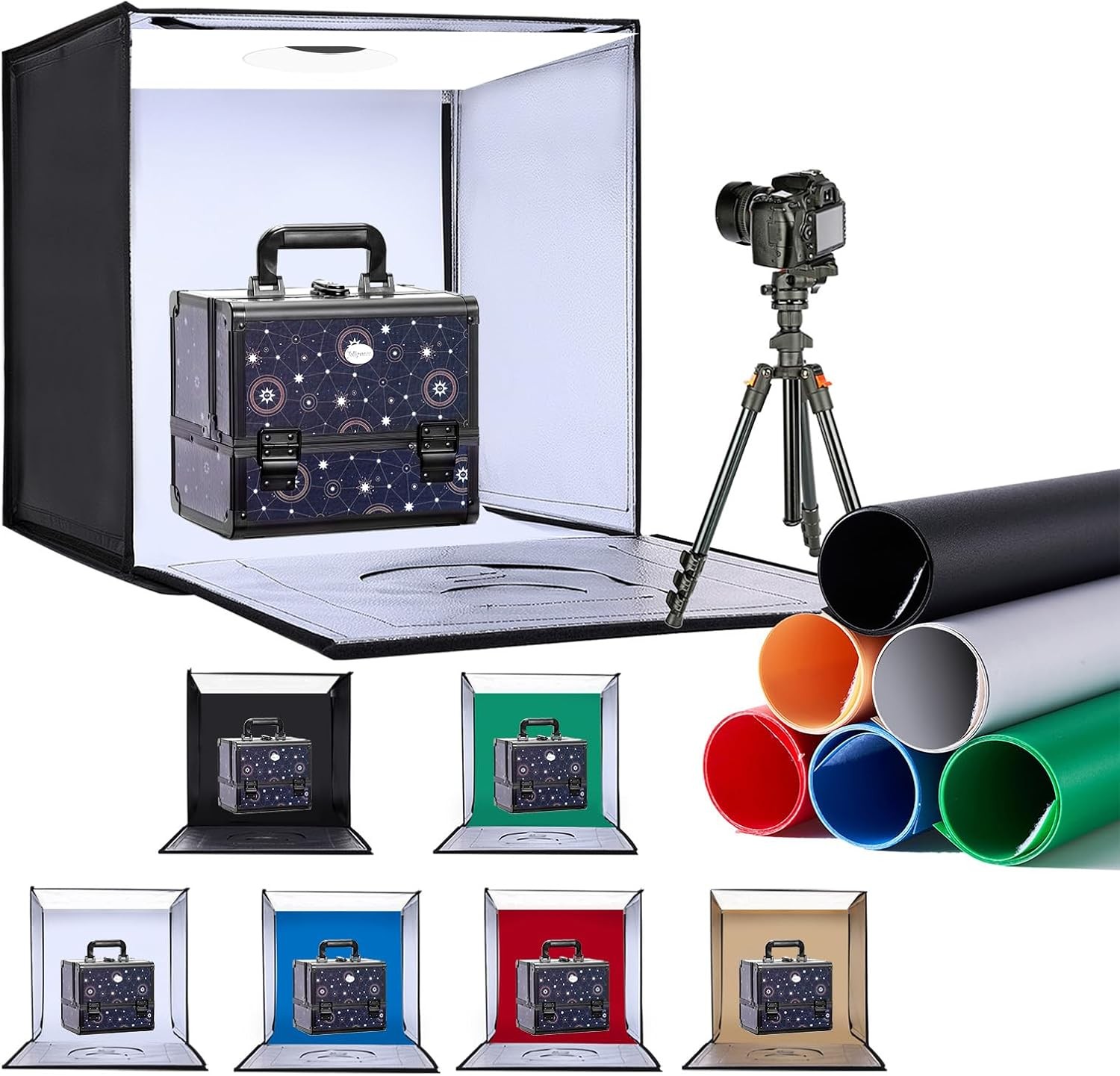 Light Box Photography 24"x24" with 120LED Lights and 6 Color Backdrops Photo Box