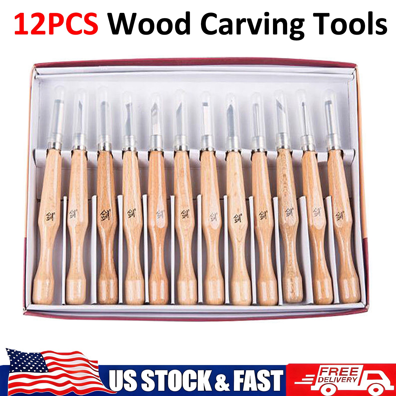Wood Carving Set Hand Chisel Set 12 Piece Professional Woodworking Gouges Kit