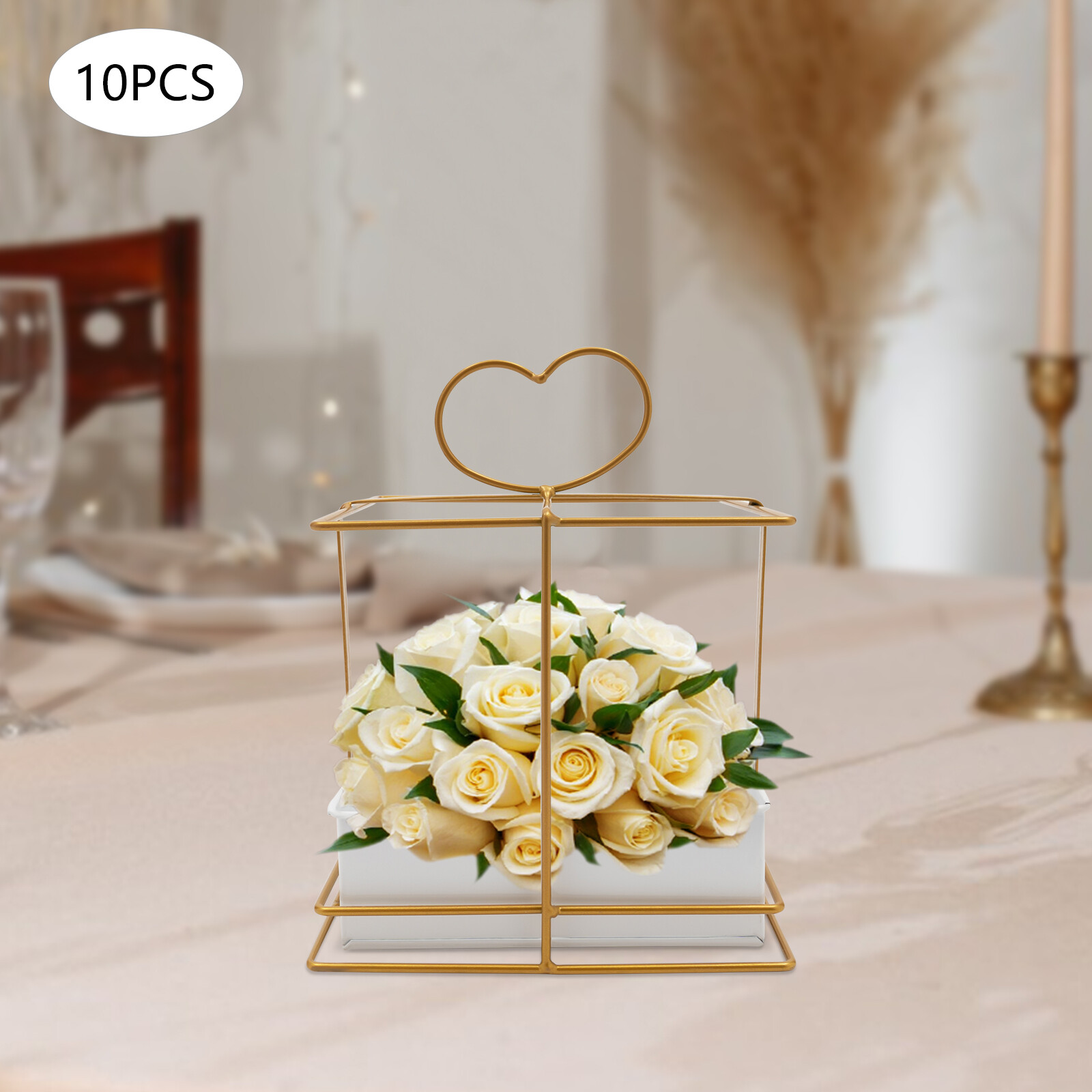 Wedding Decor Square Baskets 10pcs Iron w/Heart Handles