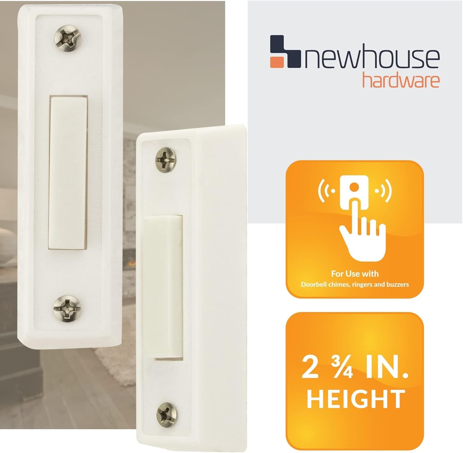 Versatile Unlighted Doorbell Switch - 2.75 Inch Durable Plastic Construction