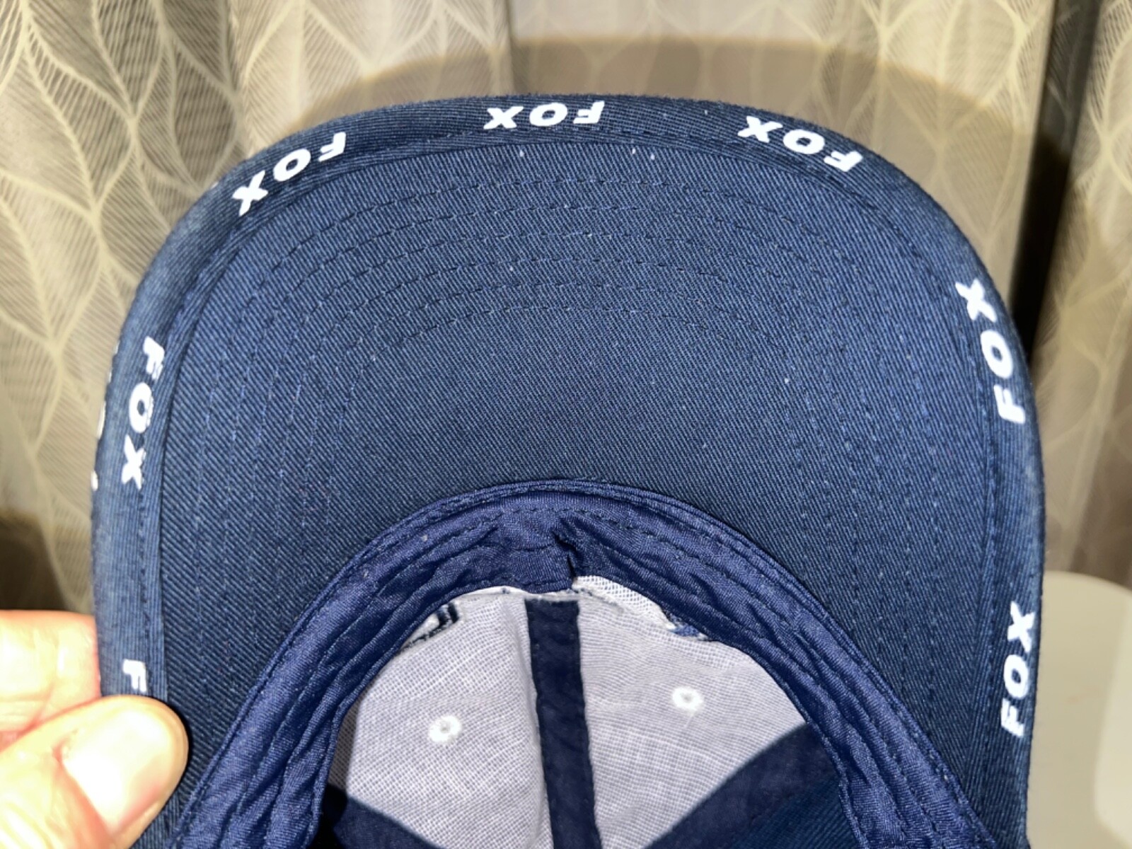 Fox Racing Logo Navy blue with White Hat Cap Hook Loop Good Condition