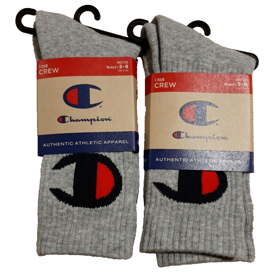 Champion Women's Crew Sock Size  5-9. Oxford Gray..2 pairs