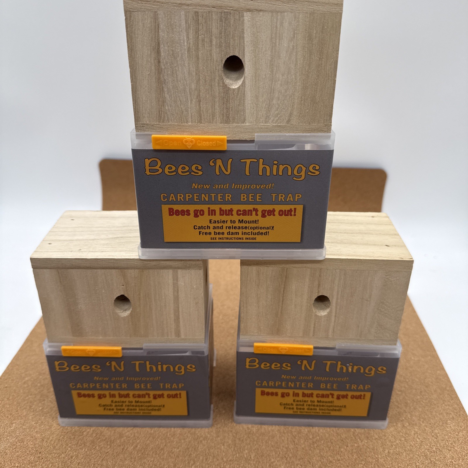 Lot of 3 Bees 'N Things Outdoor Hanging Carpenter Bee Traps No Chemical