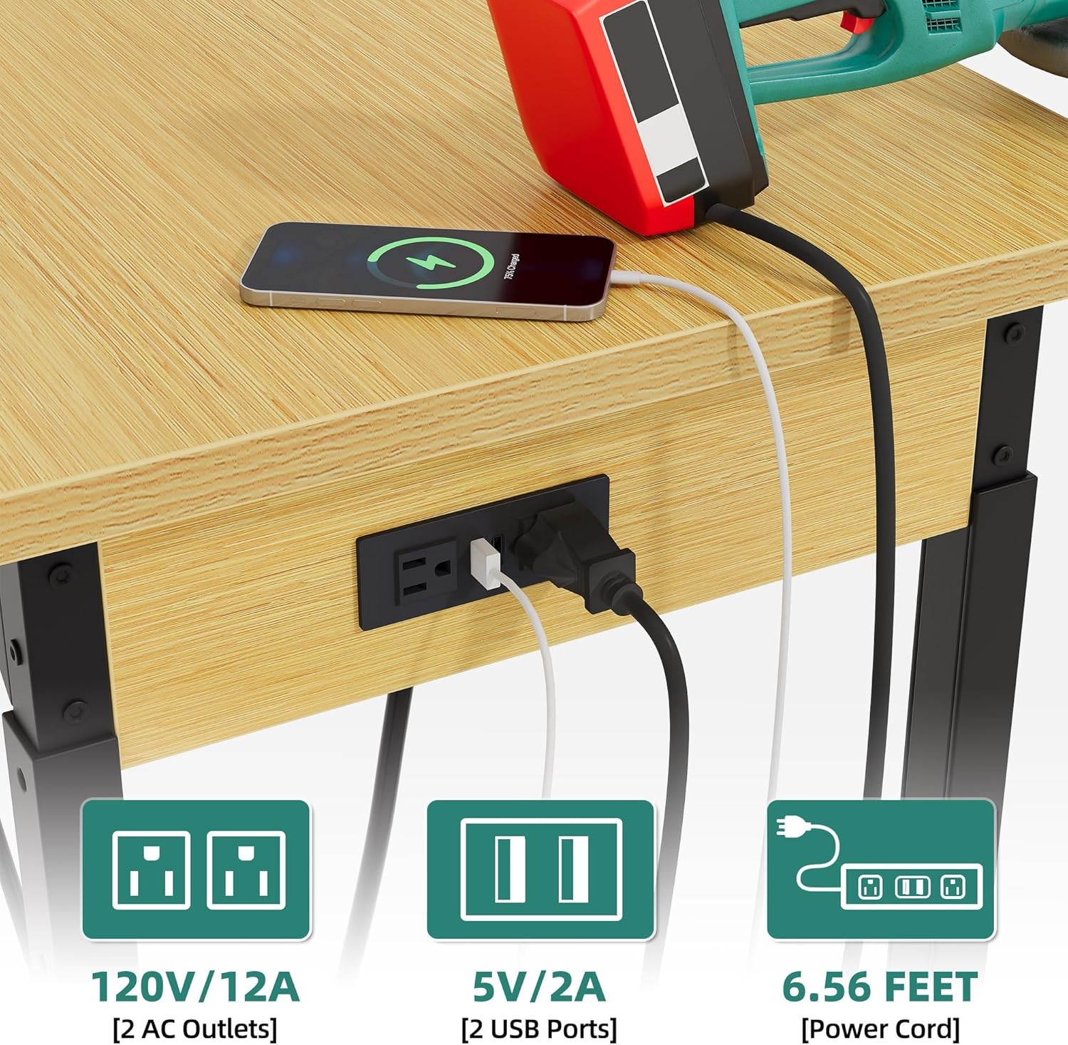 Adjustable Workbench 60 Inch Rolling Garage Table