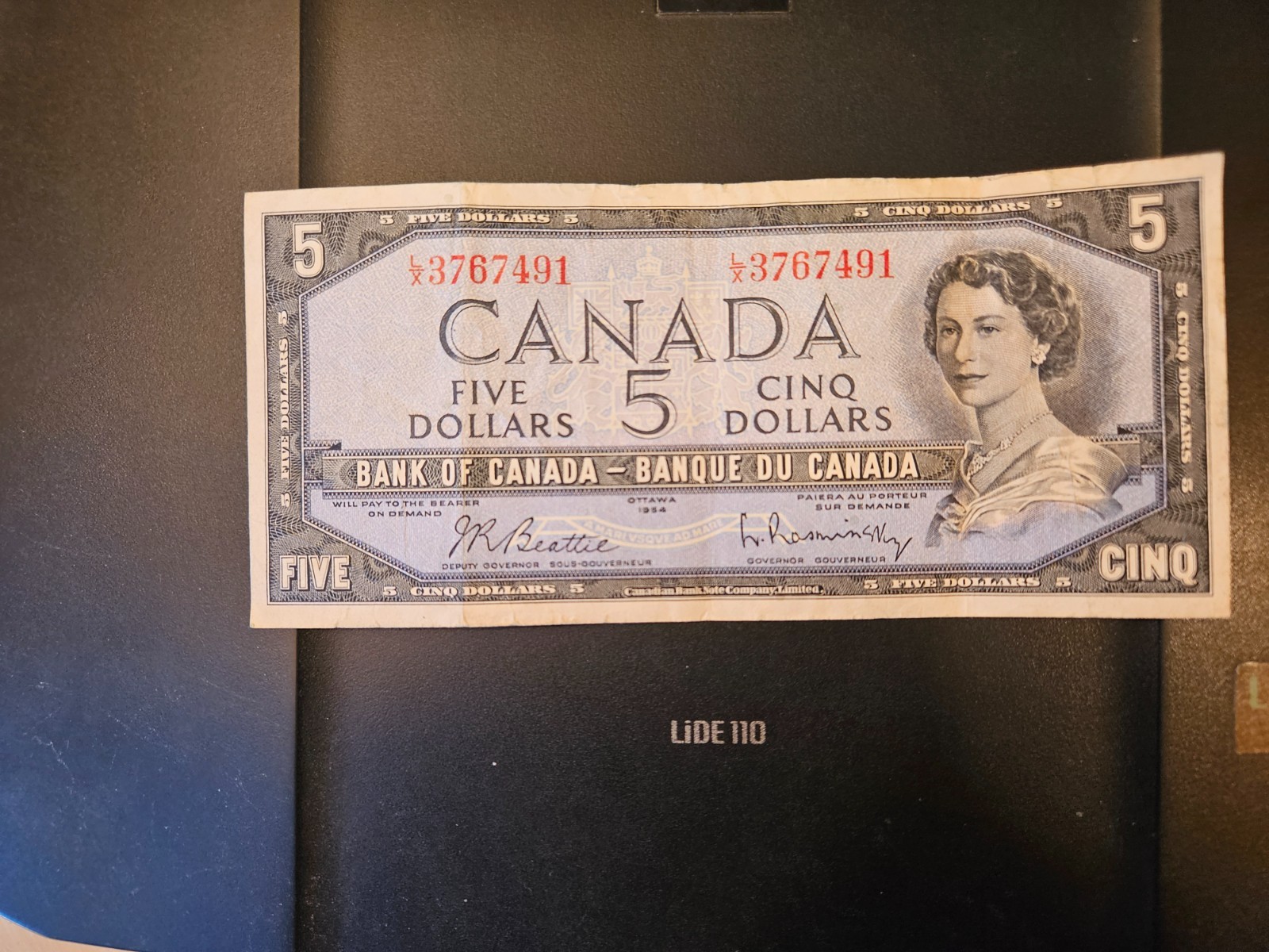 1954 $5 Dollar Bank of Canada Banknote LX3767491 VF 20