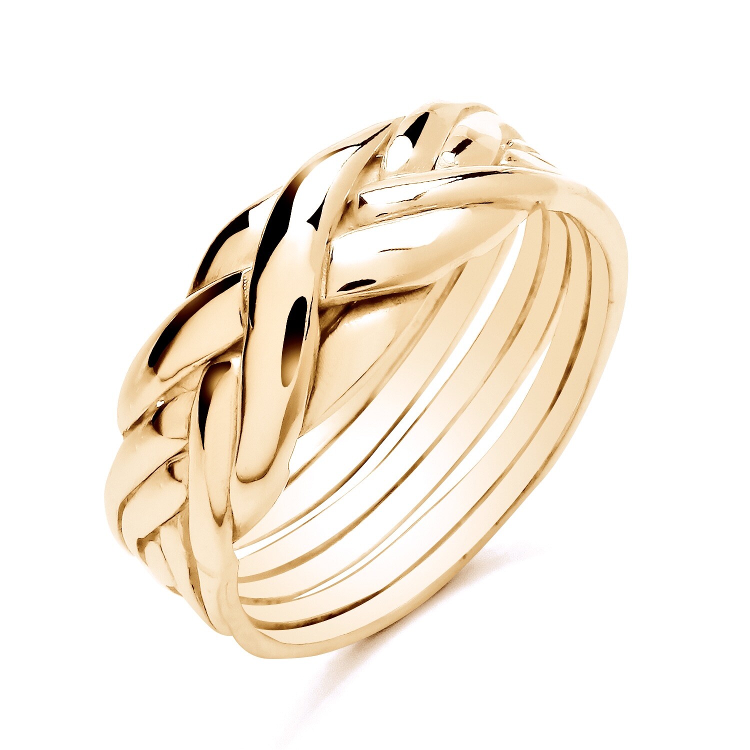 9ct Yellow Gold on Silver 6 Band Puzzle Ring size M to Z - Men's or Ladies