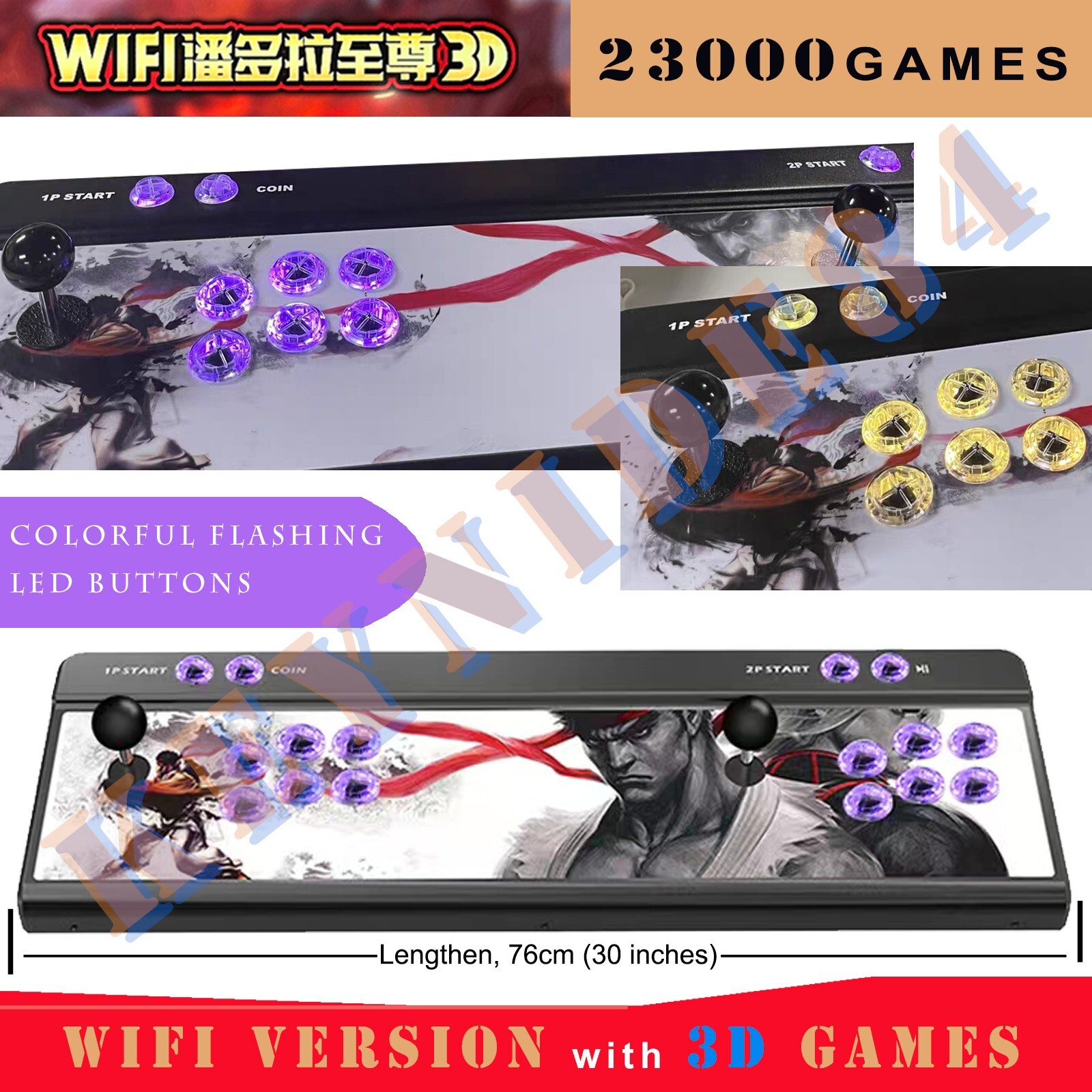 3D 23000 Games Pandora's Box ALL Metal WiFi Arcade Console Flashing LED Button
