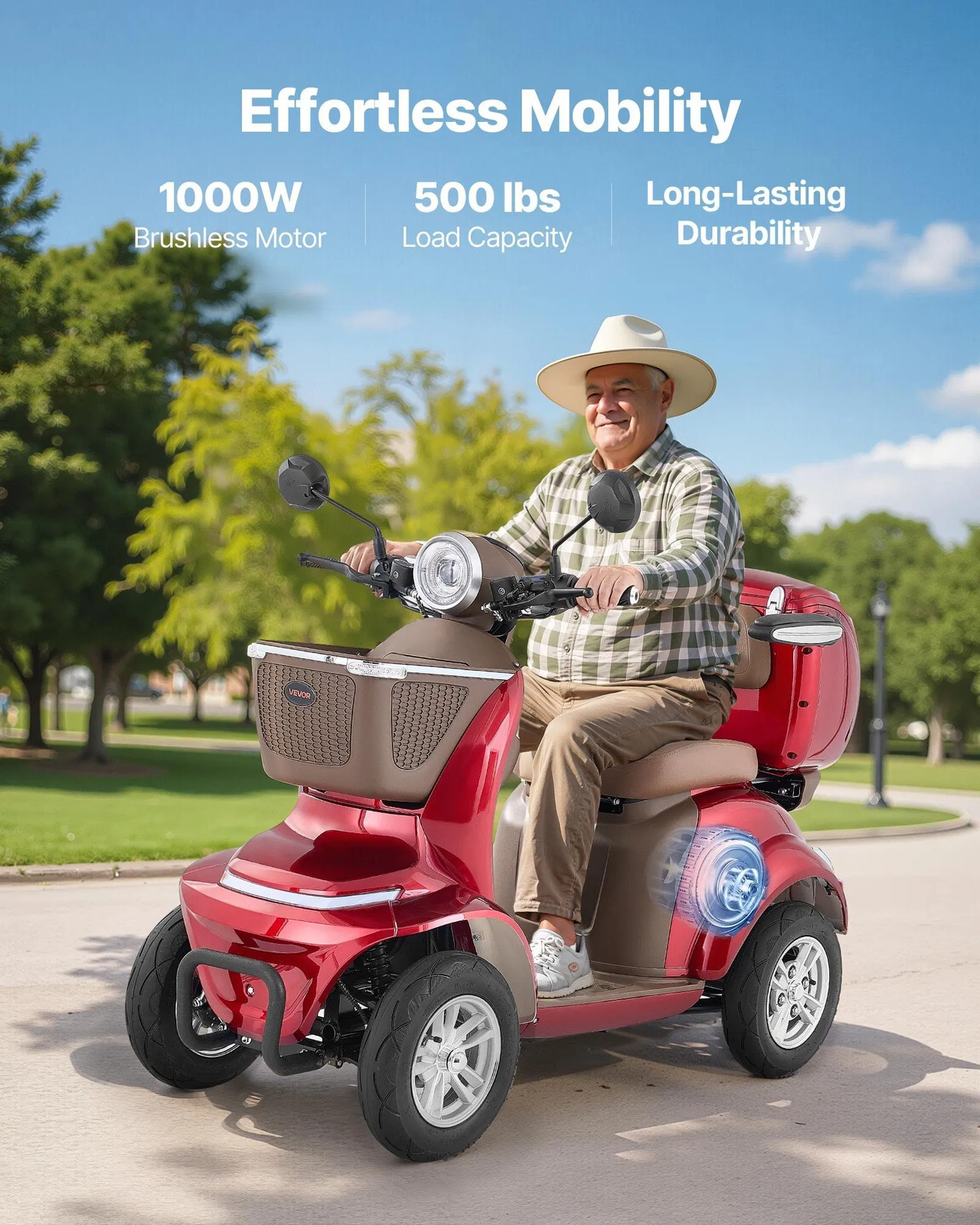 Heavy Duty 4-Wheel Mobility Scooters for Seniors & Adults, 500lbs Capacity, 21.5