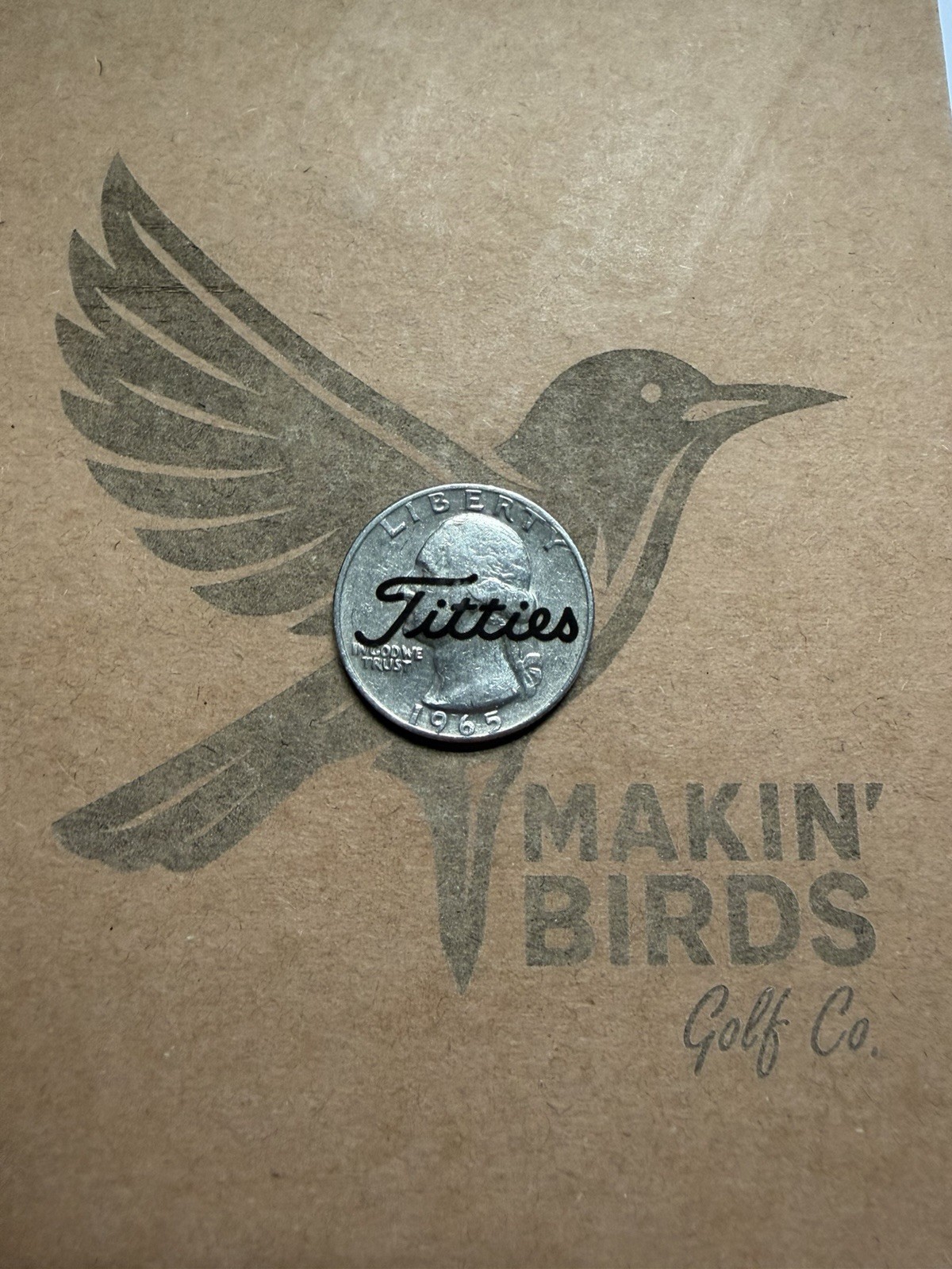 Golf Ball Marker Quarter Laser Engraved Titties Boobs