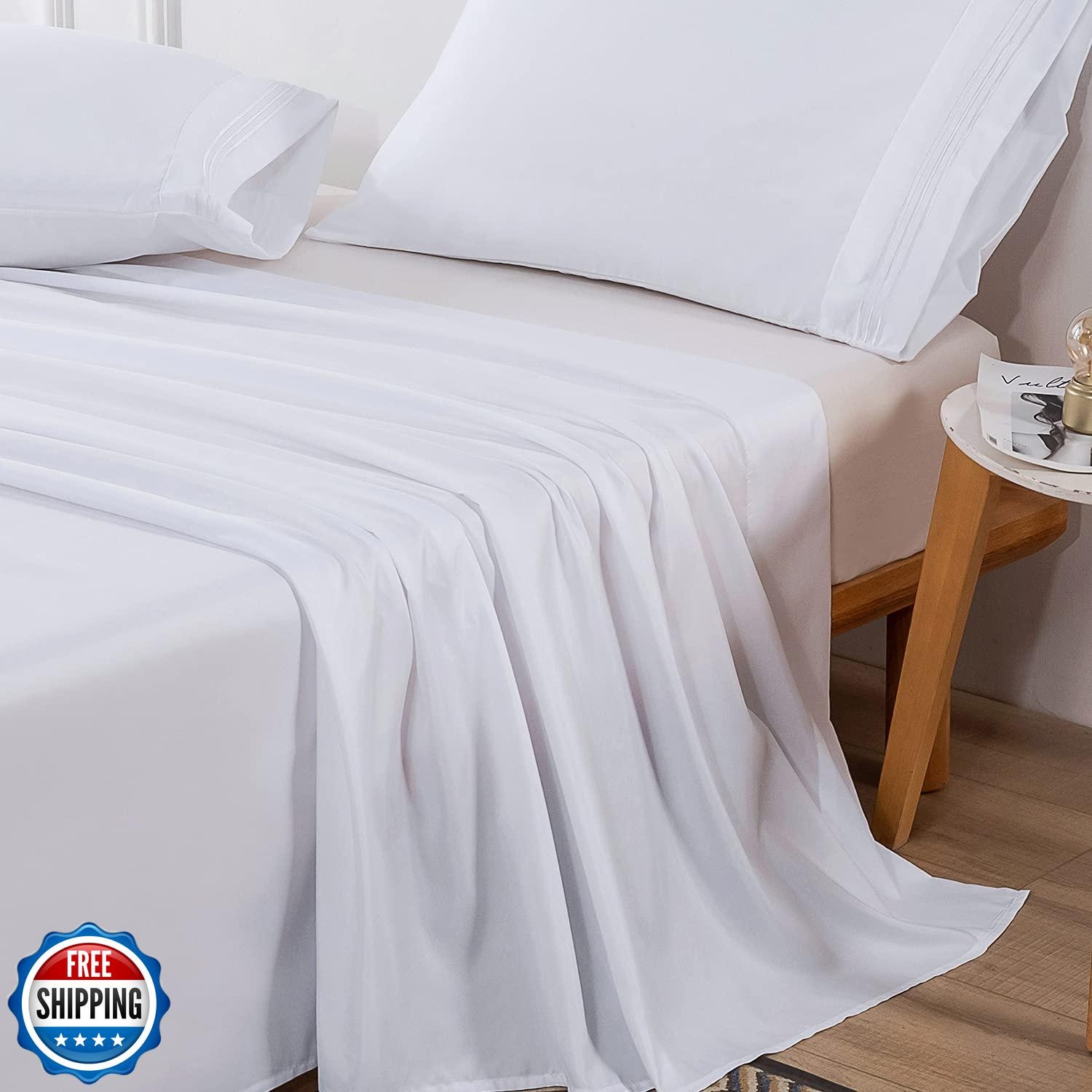 Lirex 2-Pack Full Size Flat Sheet Set, Ultra-Soft Brushed 1800 Microfiber, Br