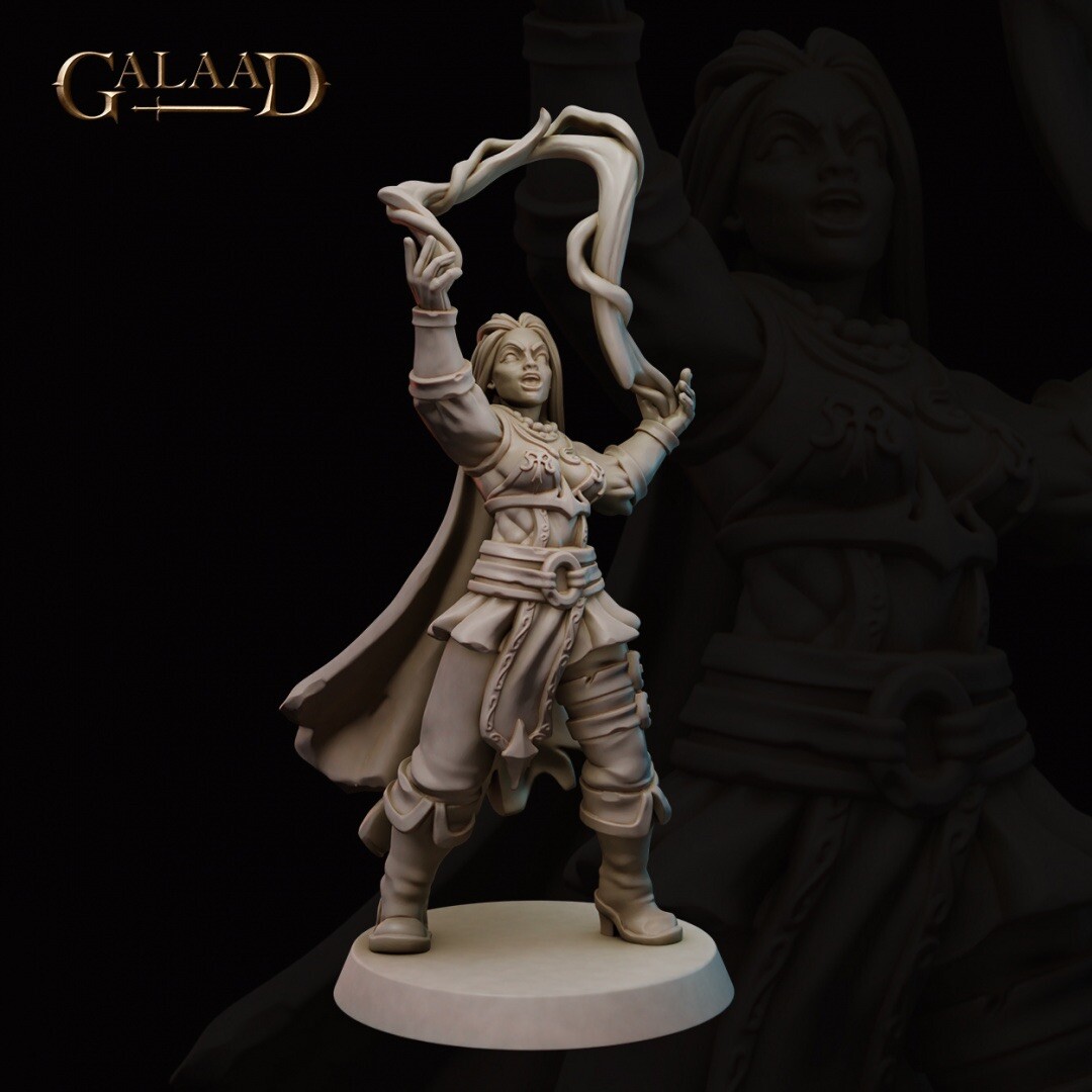 Female Mage casting Spell, Galaad Miniatures, DND Mage