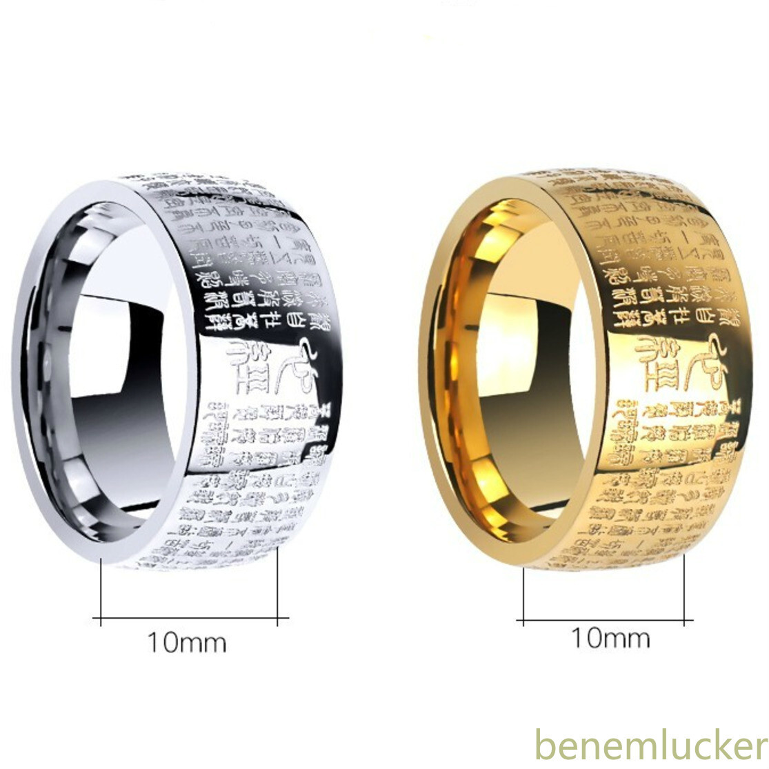 Feng Buddhism Shui Ring Signet Stainless Steel Buddha Buddhist Heart Sutra Rings