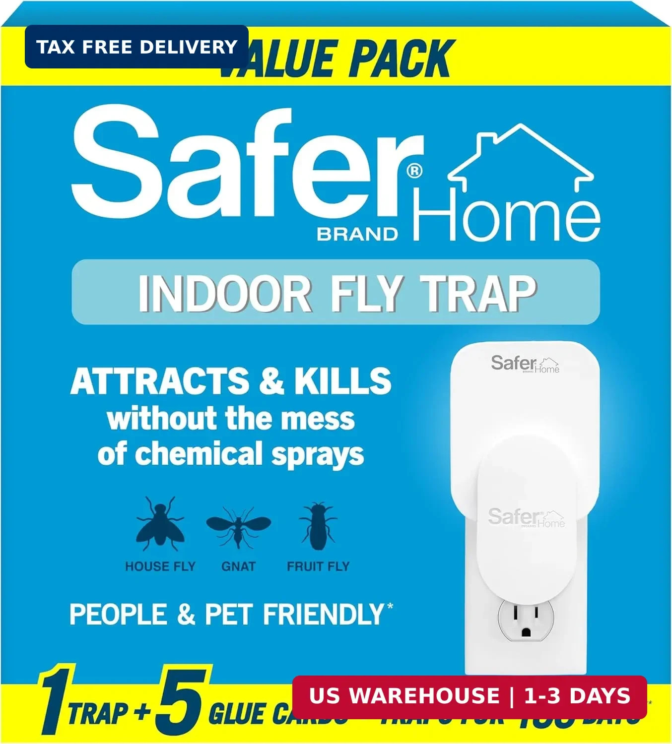 Safer Home Indoor Plug-in Fly Trap - SH502-1R5SR - Effective Fruit Fly Traps for