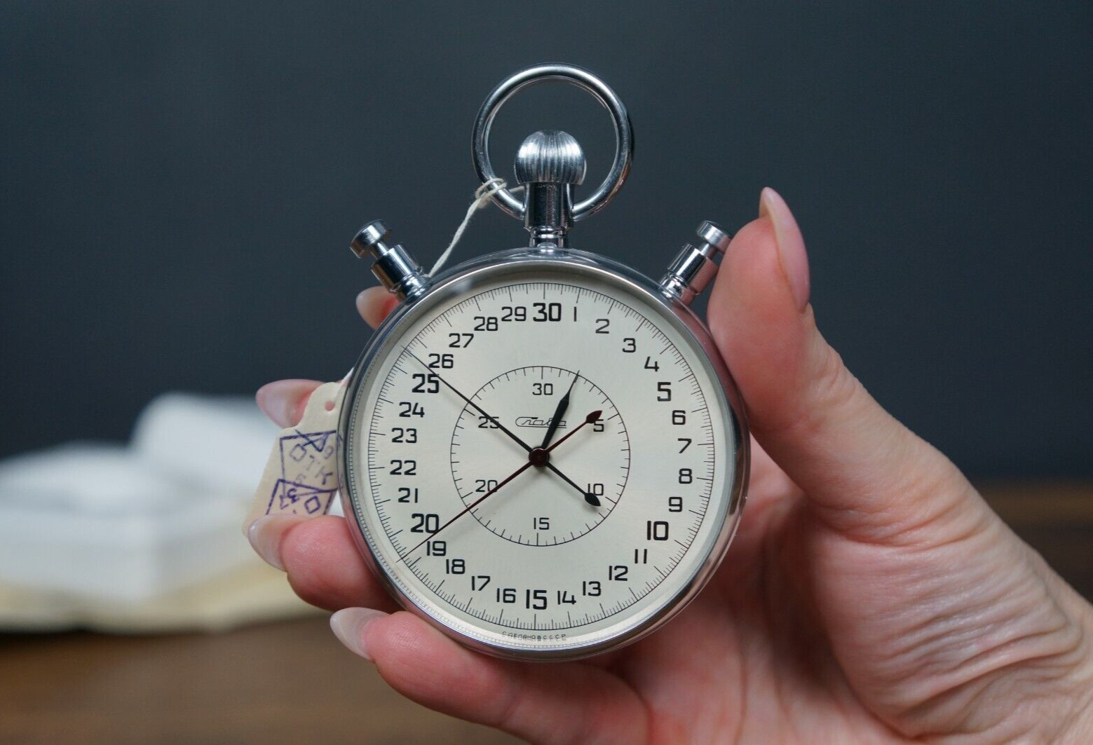 Stopwatch Slava, Vintage Stopwatch, Mechanical Stopwatch, USSR chronometer, 1980