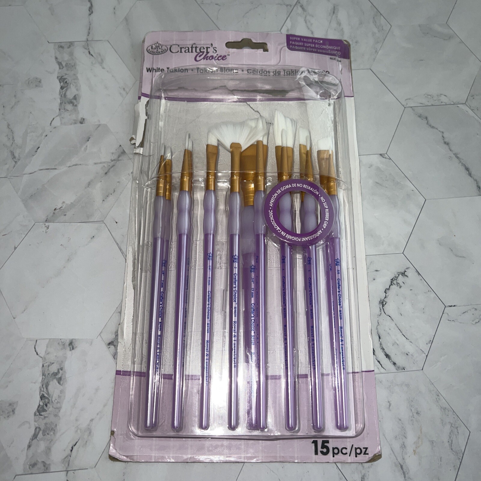 Crafter's Choice White Taklon Brush Value Set-15/Pkg -RCC604