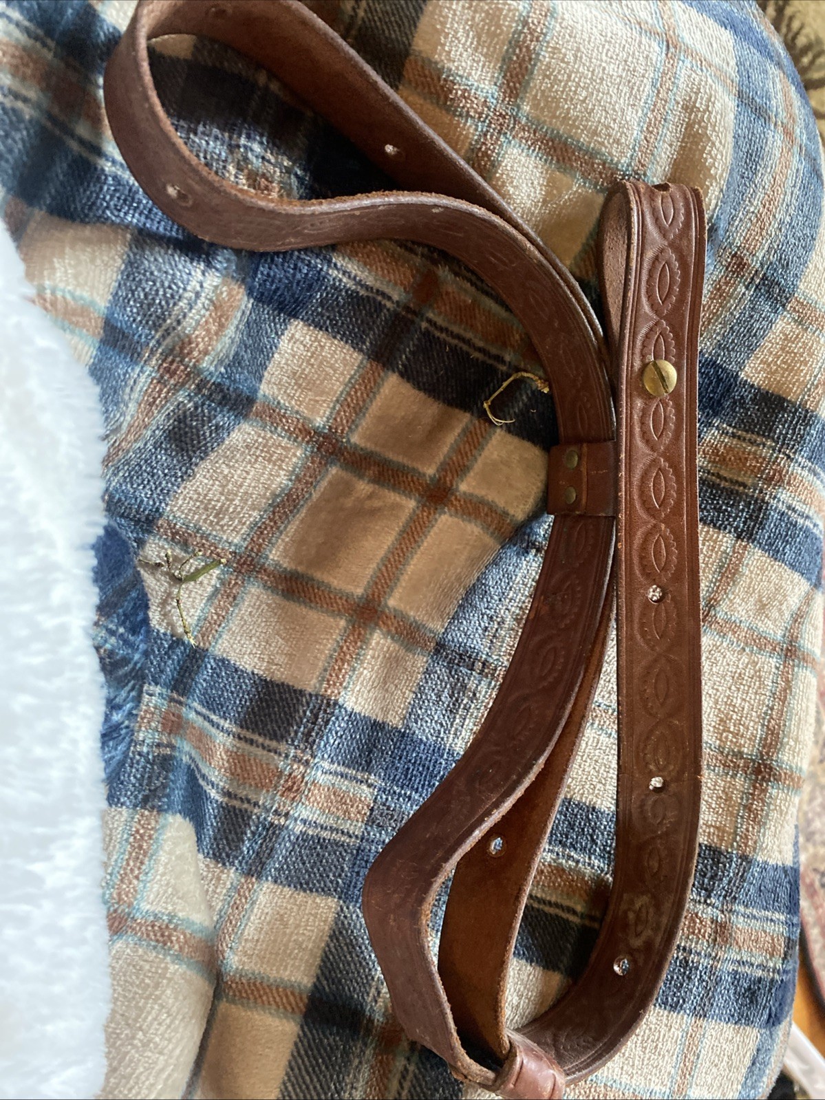 Vintage Leather Shotgun Rifle Adjustable Gun Sling Carry Strap 7/8