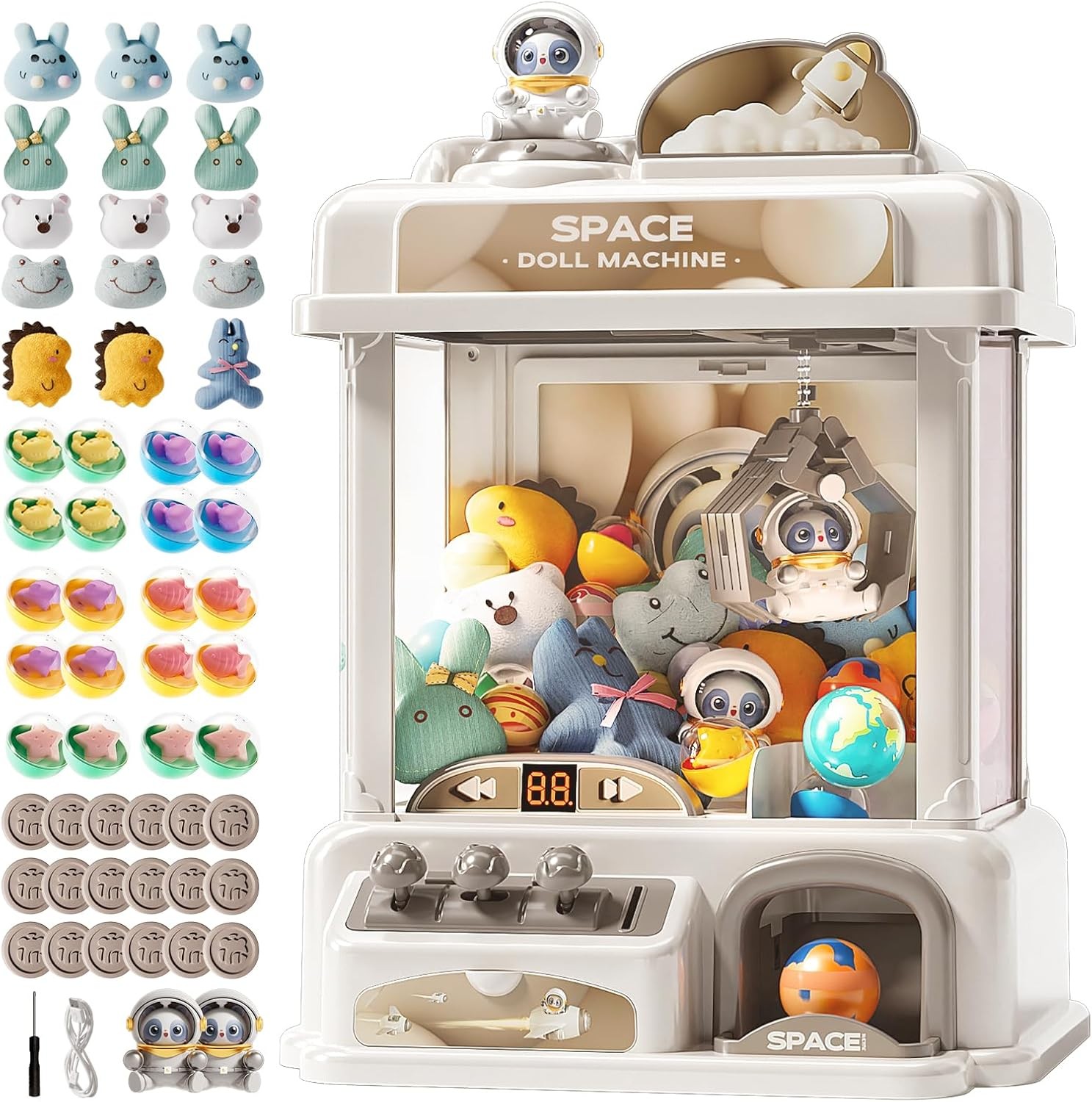 Large Claw Machine Kids Arcade Toy Lights Sound Prize Dispenser Game USB Battery