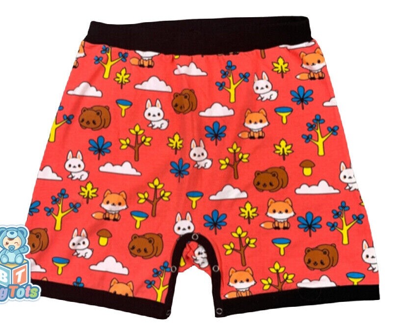 Adult snap crotch shorts Baby Forest Animals print diaper shorts