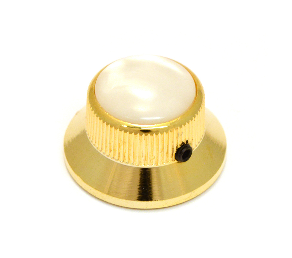 (1) Gold/Pearloid Metal Bell Guitar/Bass Knob for 6mm Split Shaft K-MBWP-G