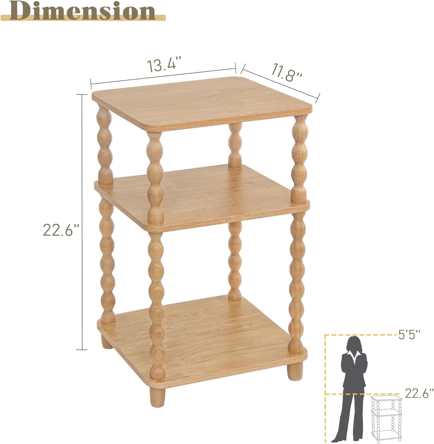 End Table Modern Side Table W/ 3 Tier Open Shelf Small Table Bed Side Tables