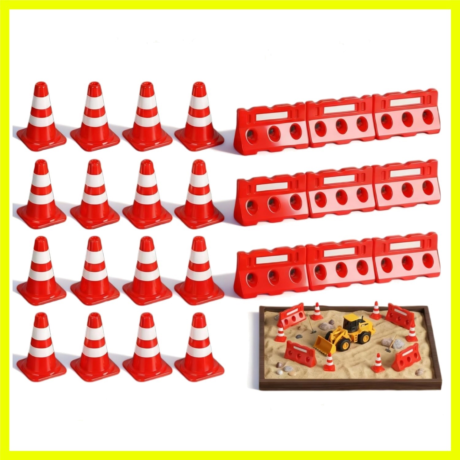 24Pcs Mini Traffic Cones and Roadblocks Set, Marker Cones with Mini Barricade...