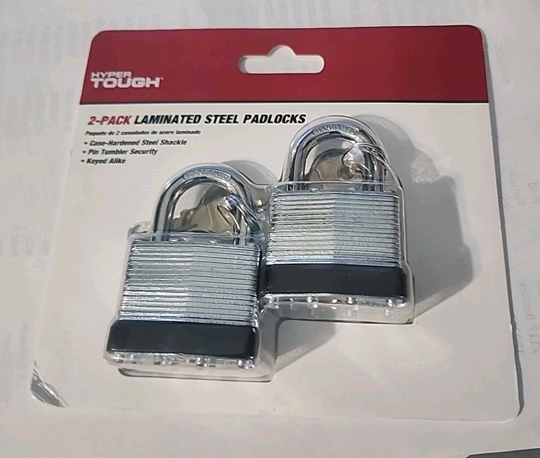 2 Pack Hyper Tough Laminated Steel Padlocks w/ Keys New