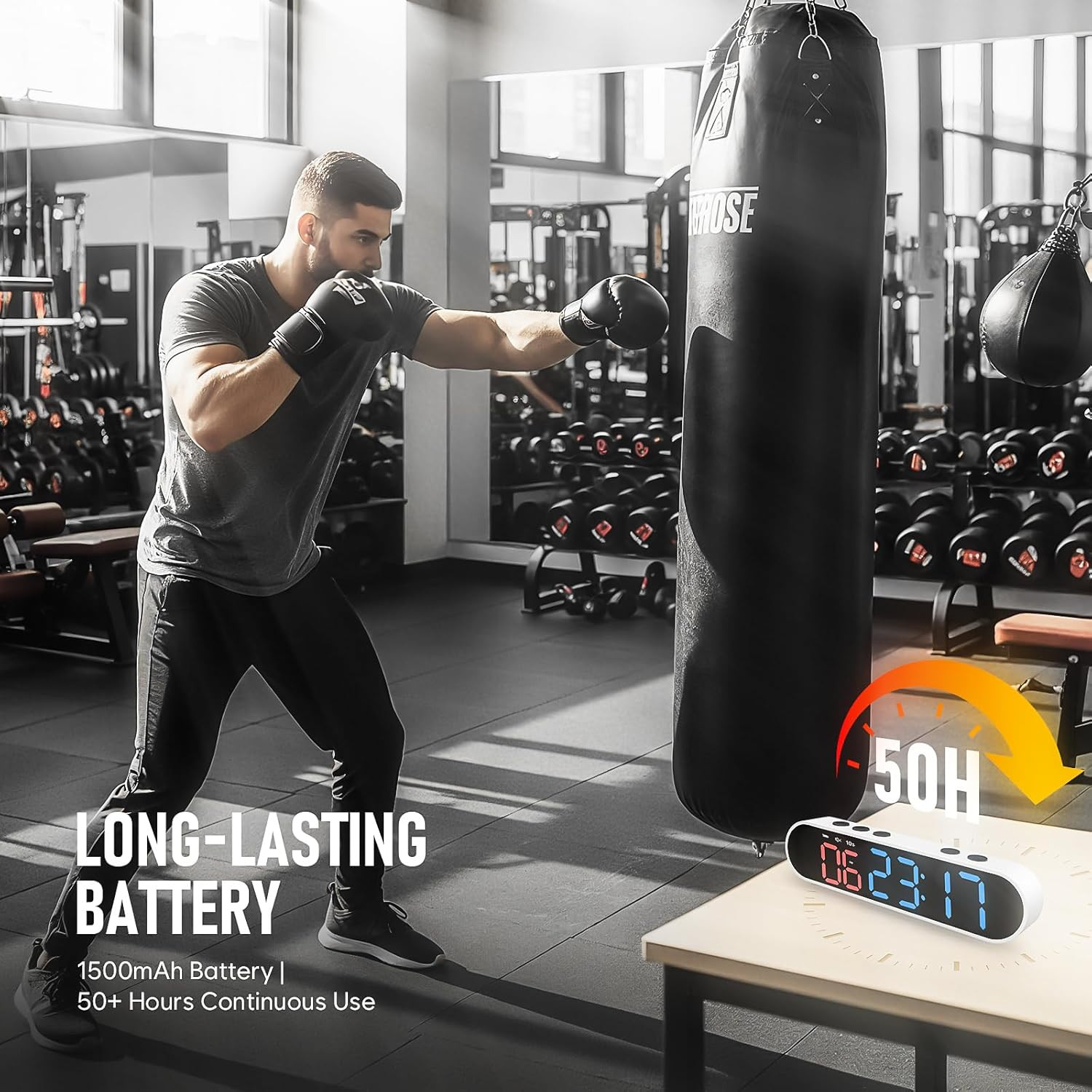 Portable Gym Timer Clock with Strong Magnet - Workout Interval Timer with Countd