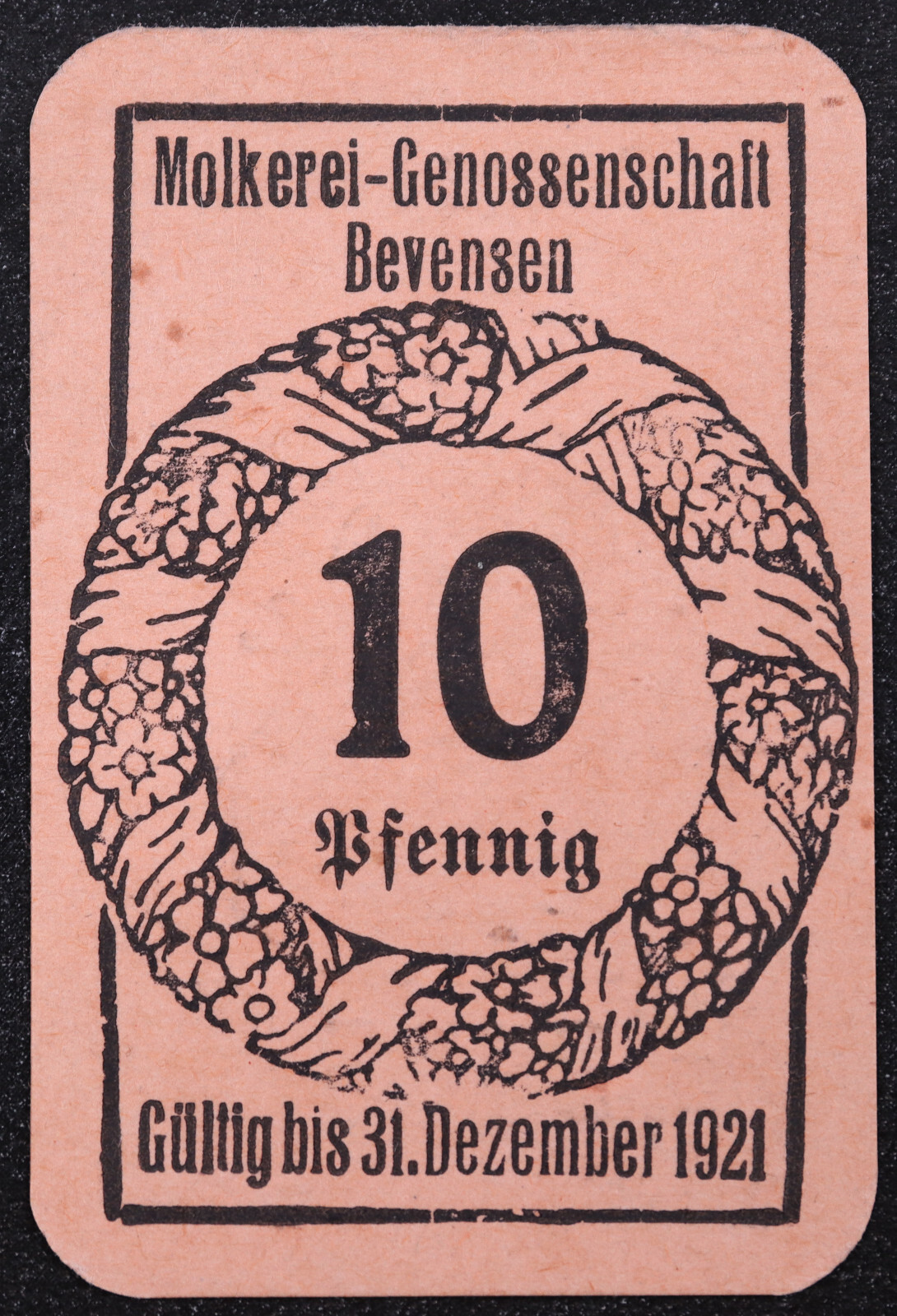 BEVENSEN exp. 1921 RARE "Molkerei-Genossenschaft" 10 Pfennig German Notgeld