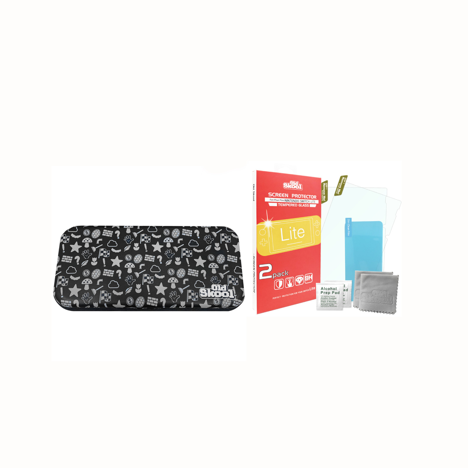 Old Skool Travel Case & Screen Protector Bundle for Nintendo Switch Lite