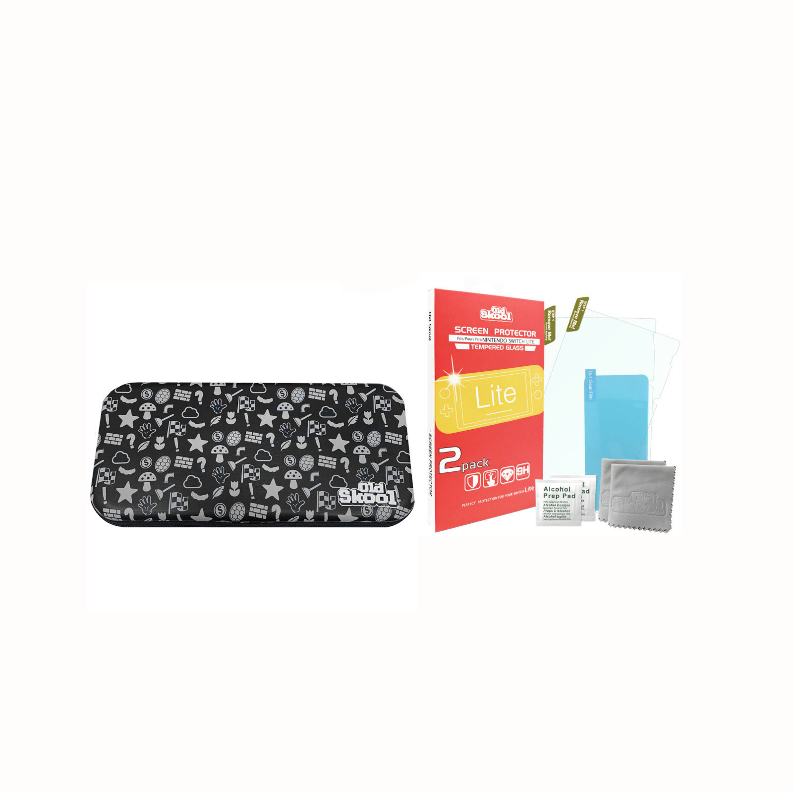 Old Skool Travel Case & Screen Protector Bundle for Nintendo Switch Lite