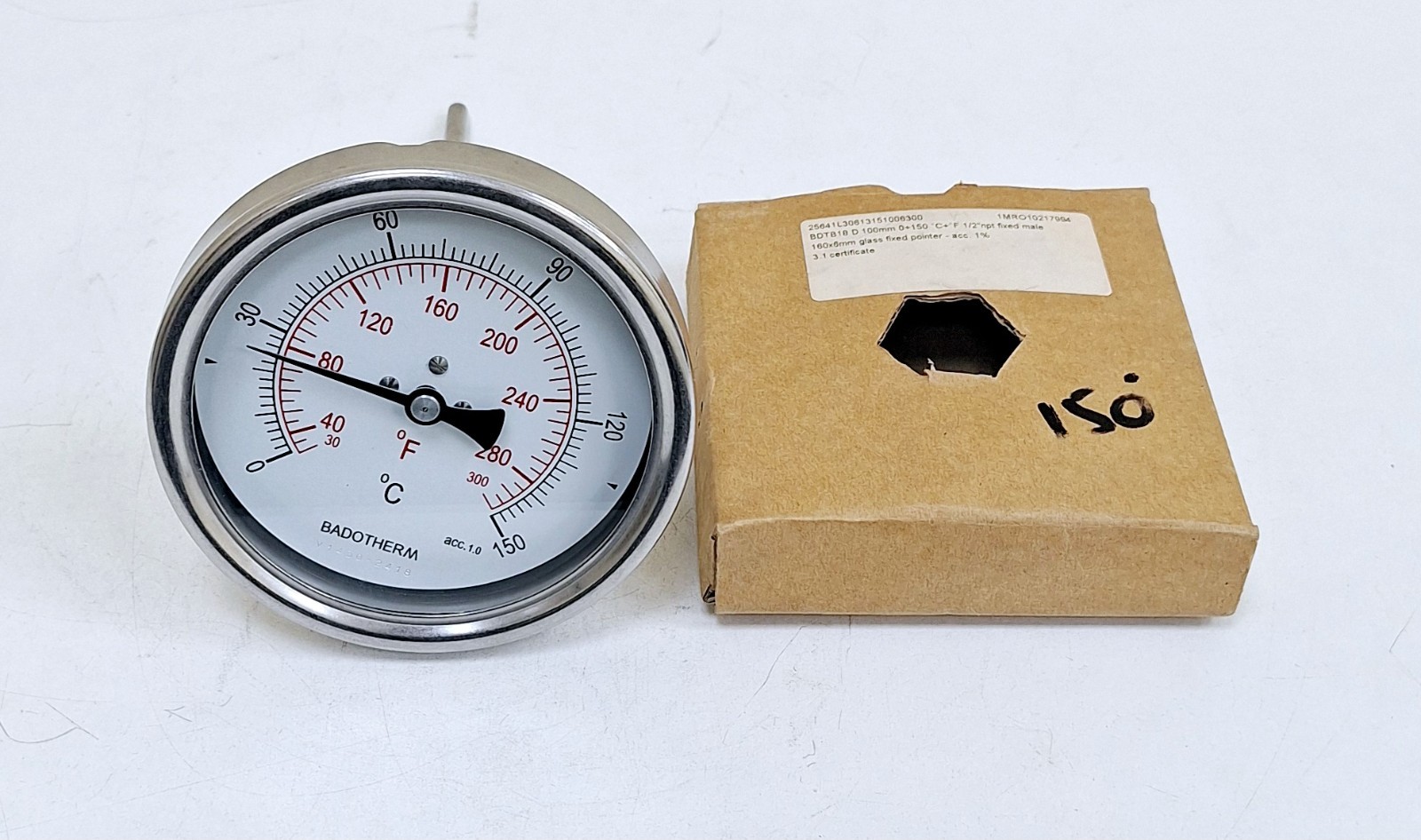Badotherm BDTB18 D / V1430-2418 / acc.1.0 Temperature Gauge 0 to 150C / 0 to 300