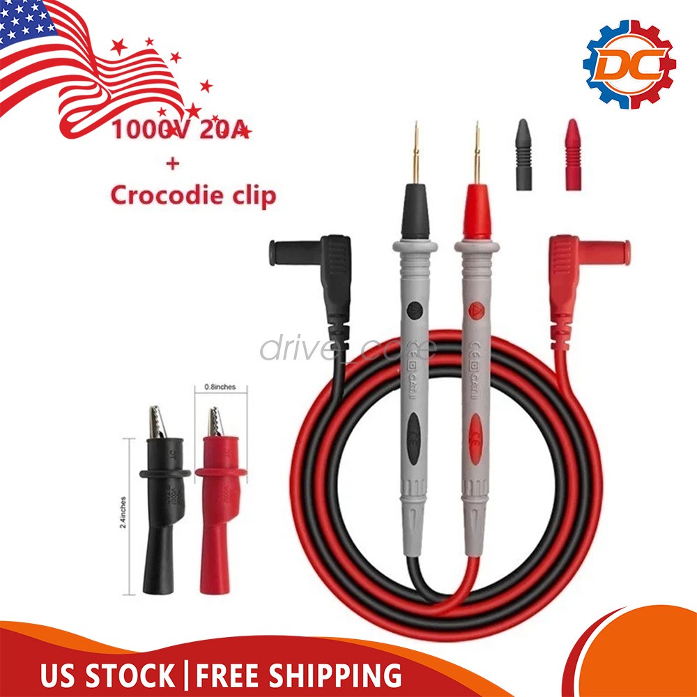 FOR fluke Meter Electrical Alligator Clip Probes 1000V 20A Multimeter Test Leads
