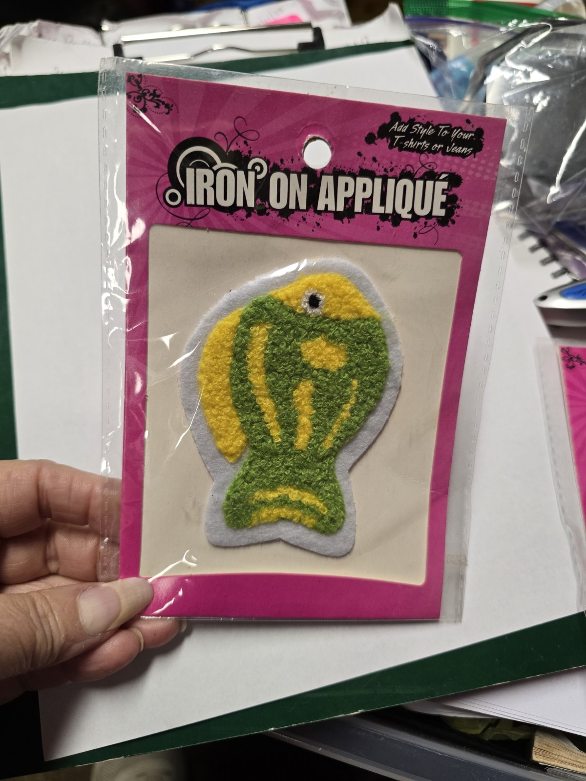 Yellow & Green FISH Iron On Applique
