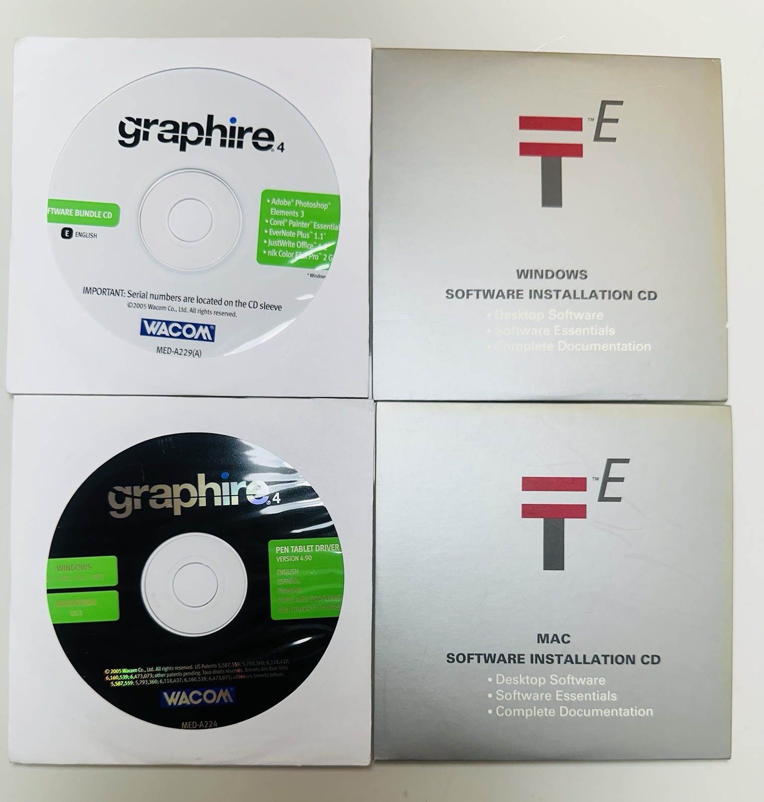 Graphire 4 Software Bundle WACOM with Serial Number + Mac Windows Software 4 CD