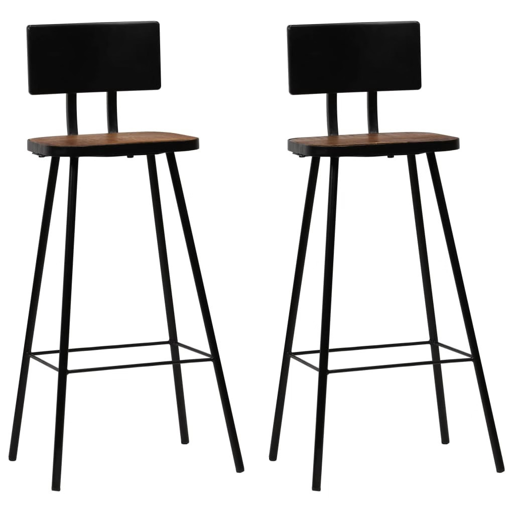 Bar Chair Set of 2 Dark Brown, Black