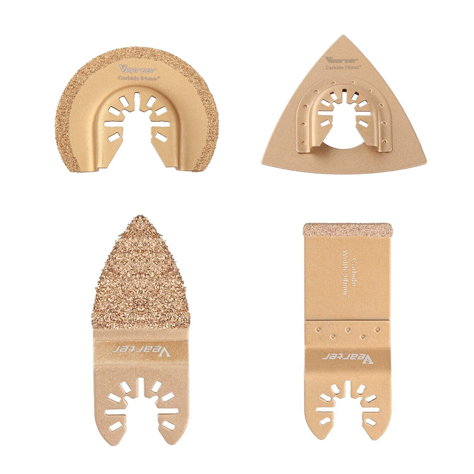 4PCS Universal Carbide Grit Oscillating Multitool Saw Blade Grout Removal Set