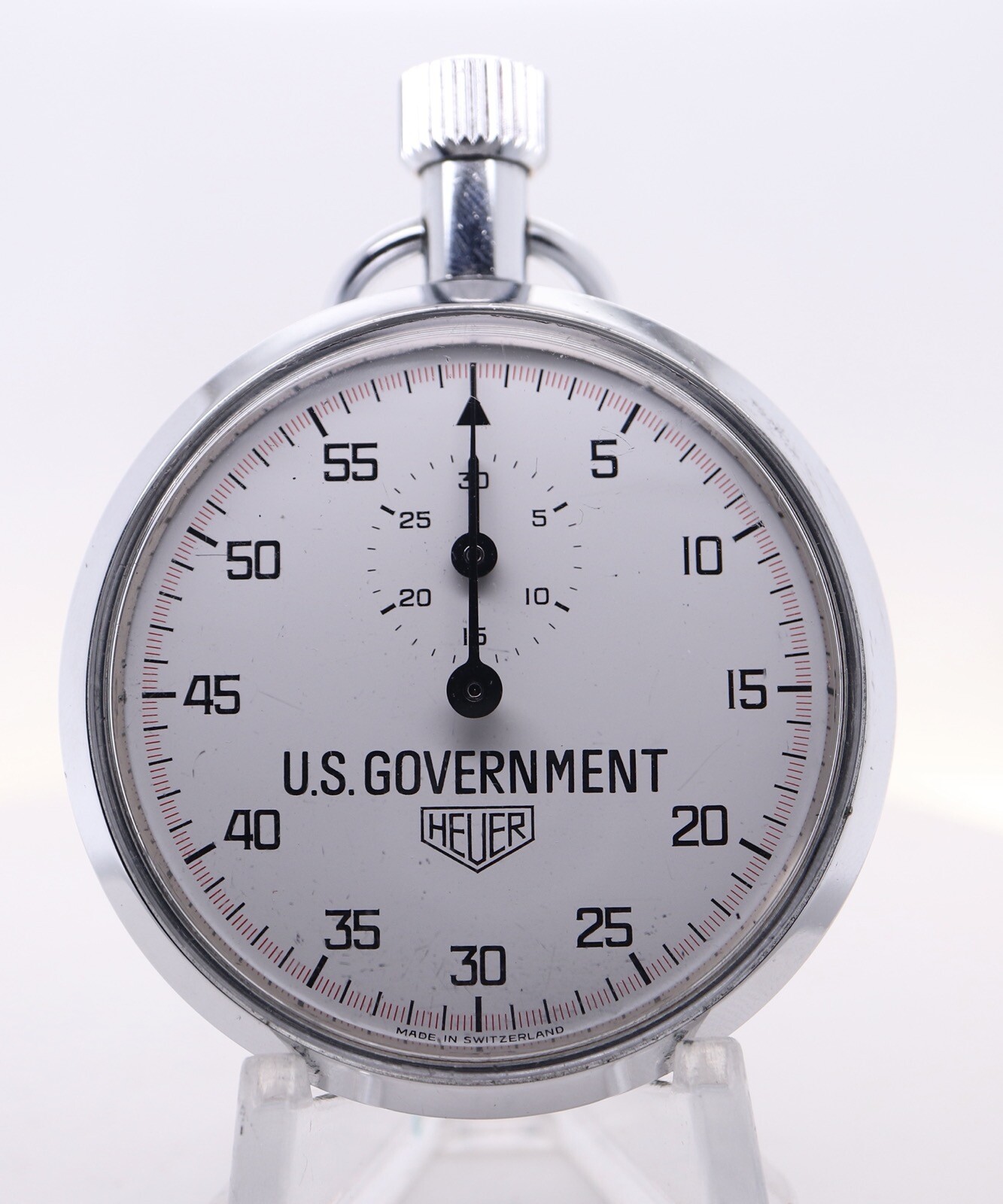 Vintage Heuer U.S Government 52mm Dial Stop Watch Timer WORKING