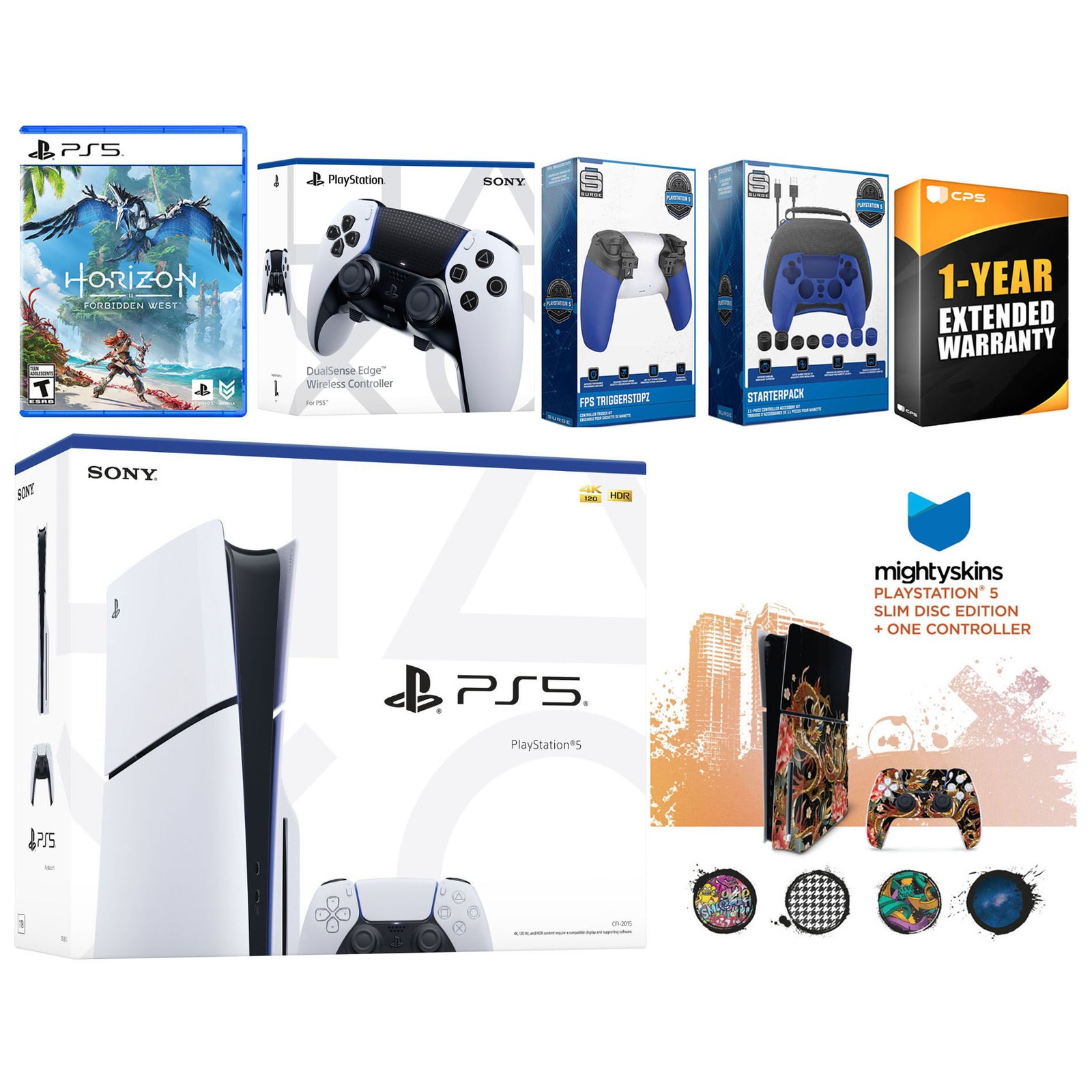 Sony Playstation 5 Slim Disc + Horizon Forbidden West, EDGE Controller