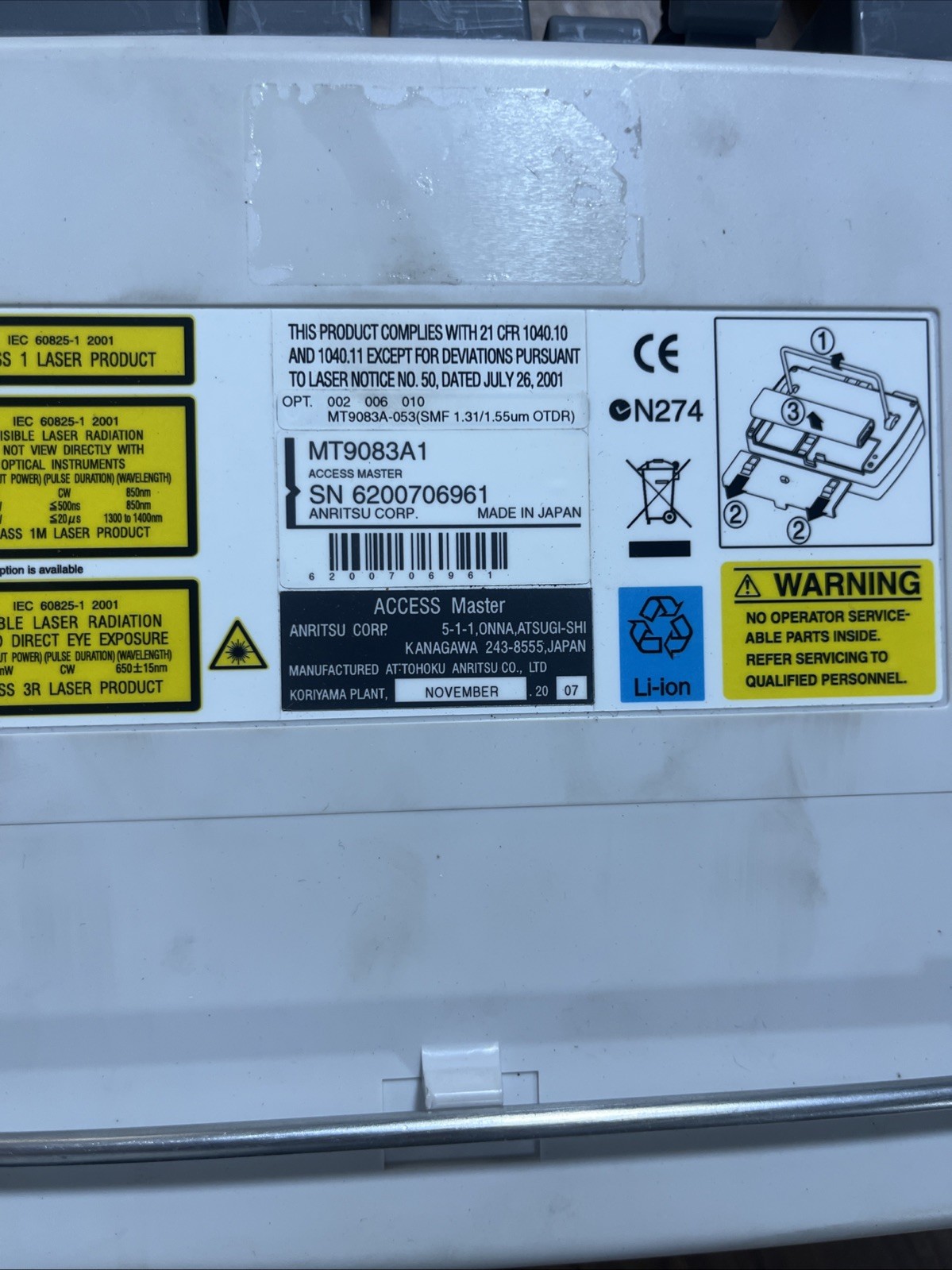 Anritsu Access Master MT9083A1 Opts 10/6/2