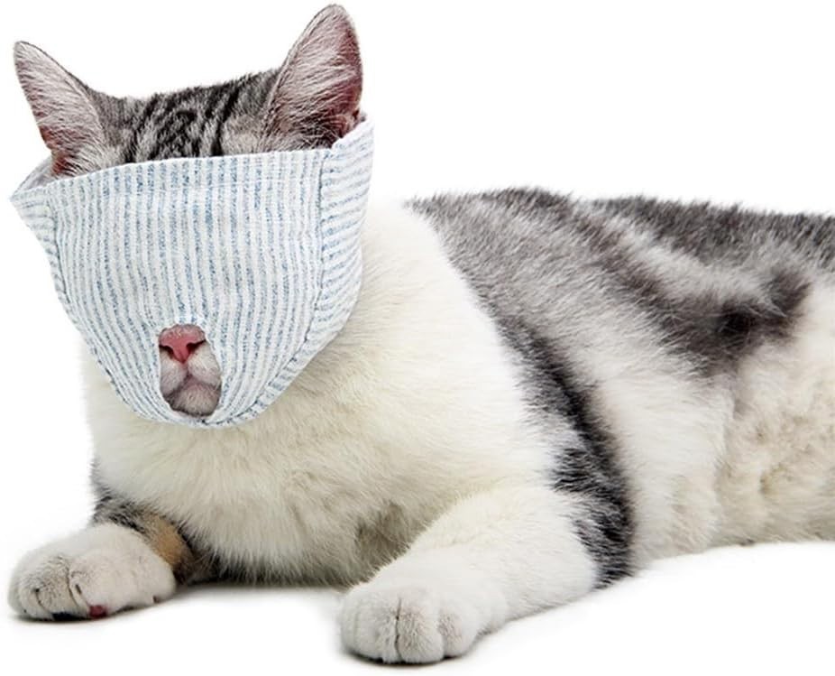 Cat Muzzle, Breathable Mouth Guard Anti Bite Grooming Muzzle for Nail Trimming