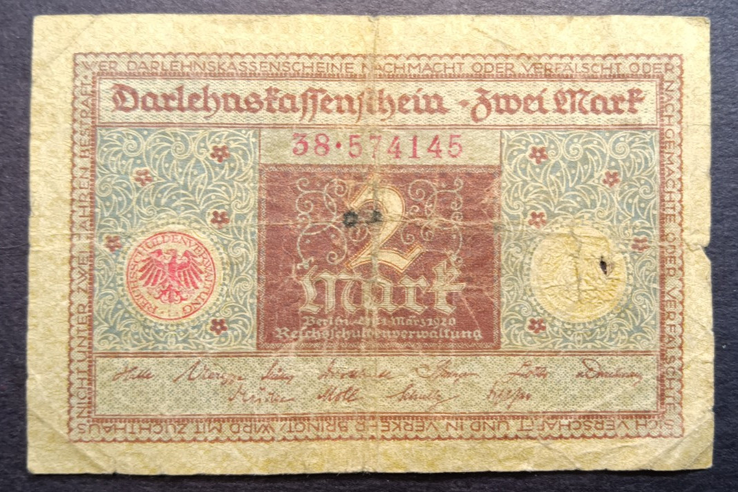 Germany 1920  2 MARK   CIRC Poor
