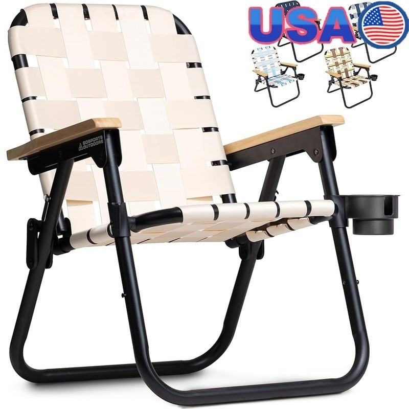 Premium Portable Folding Chair W/ Cup Holder Camping Beach Tailgating Sports New