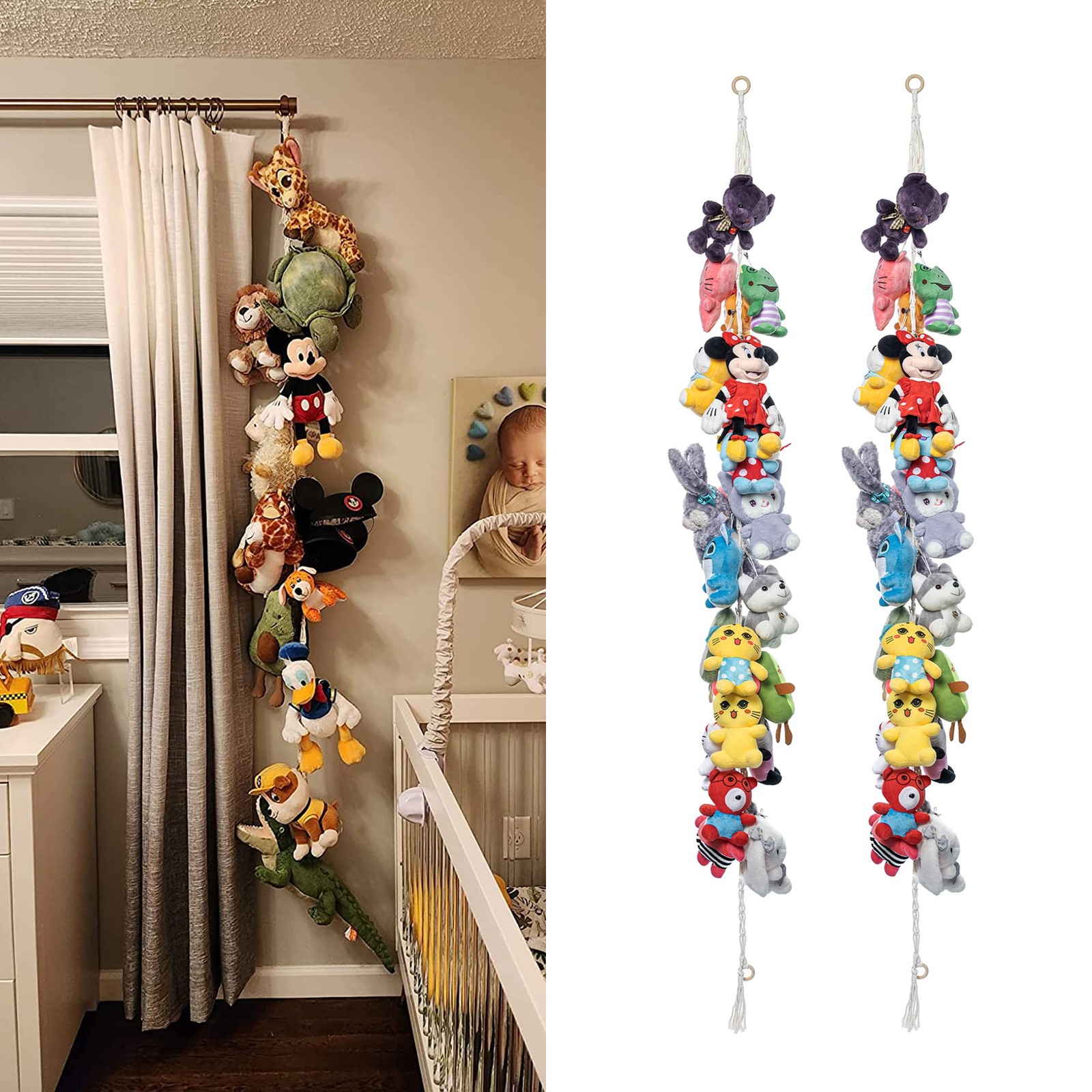 LONCHDAN 2PCS Stuffed Animals Storage Chain Organizers 80" Cotton Multicolor
