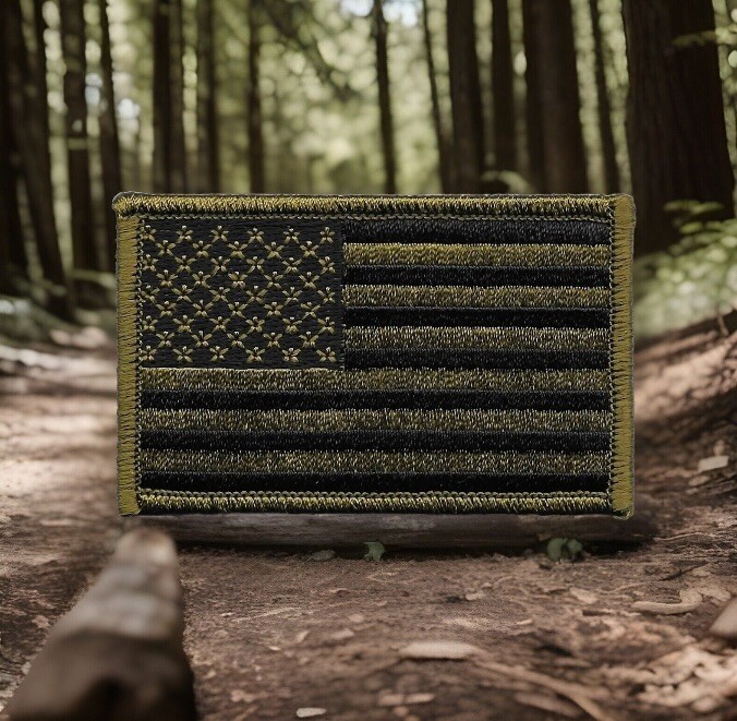 Olive Green Black United States US Flag Patch Fits For VELCRO® BRAND Fastener