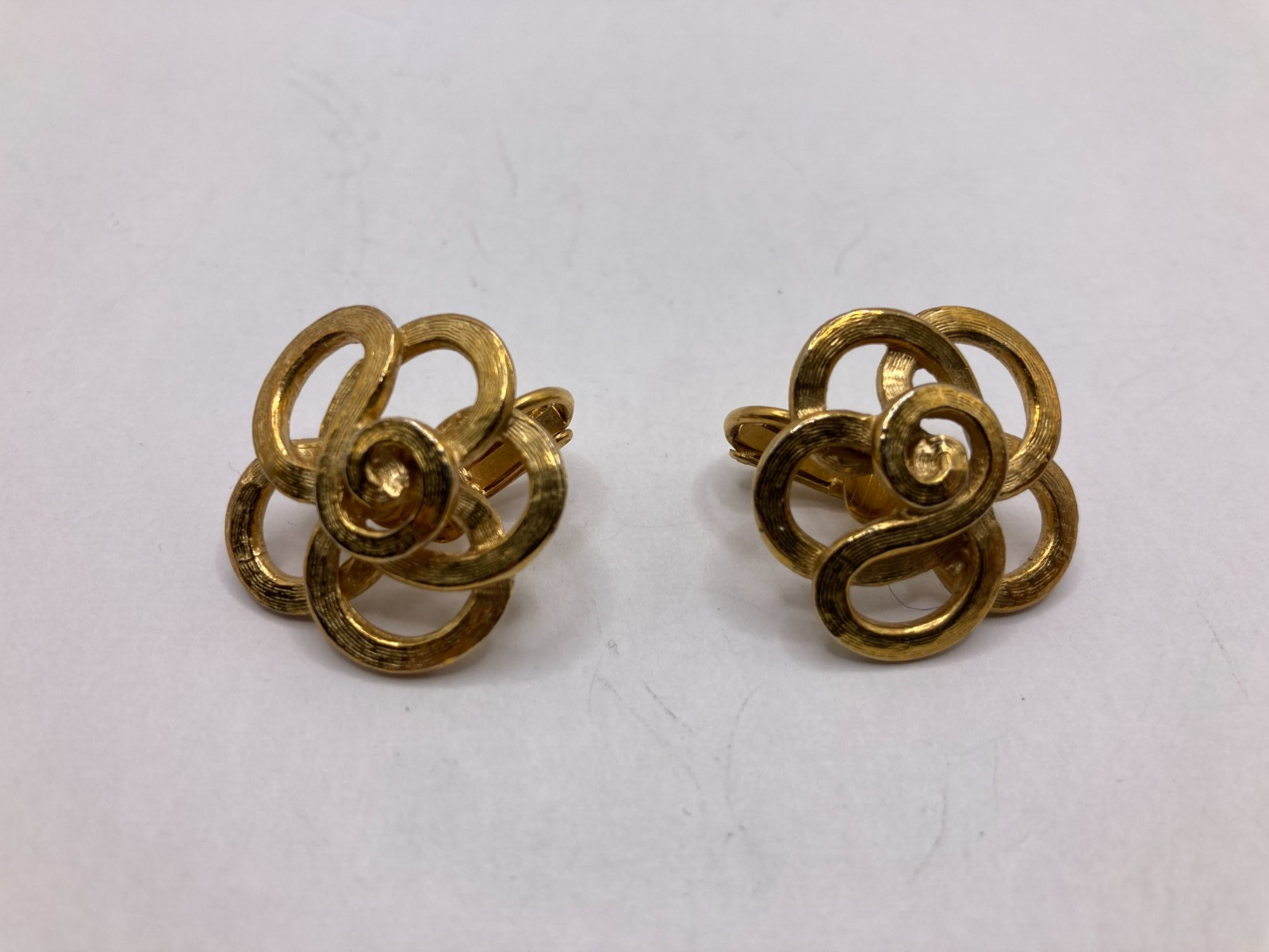 Vintage Infinite Circles Goldtone Clip-On Earrings